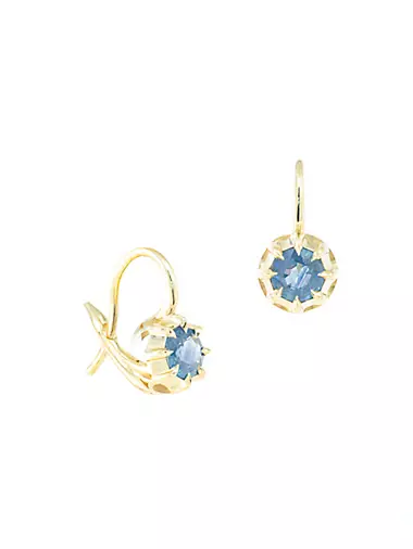 Victorian 18K Yellow Gold & Blue Sapphire Drop Earrings