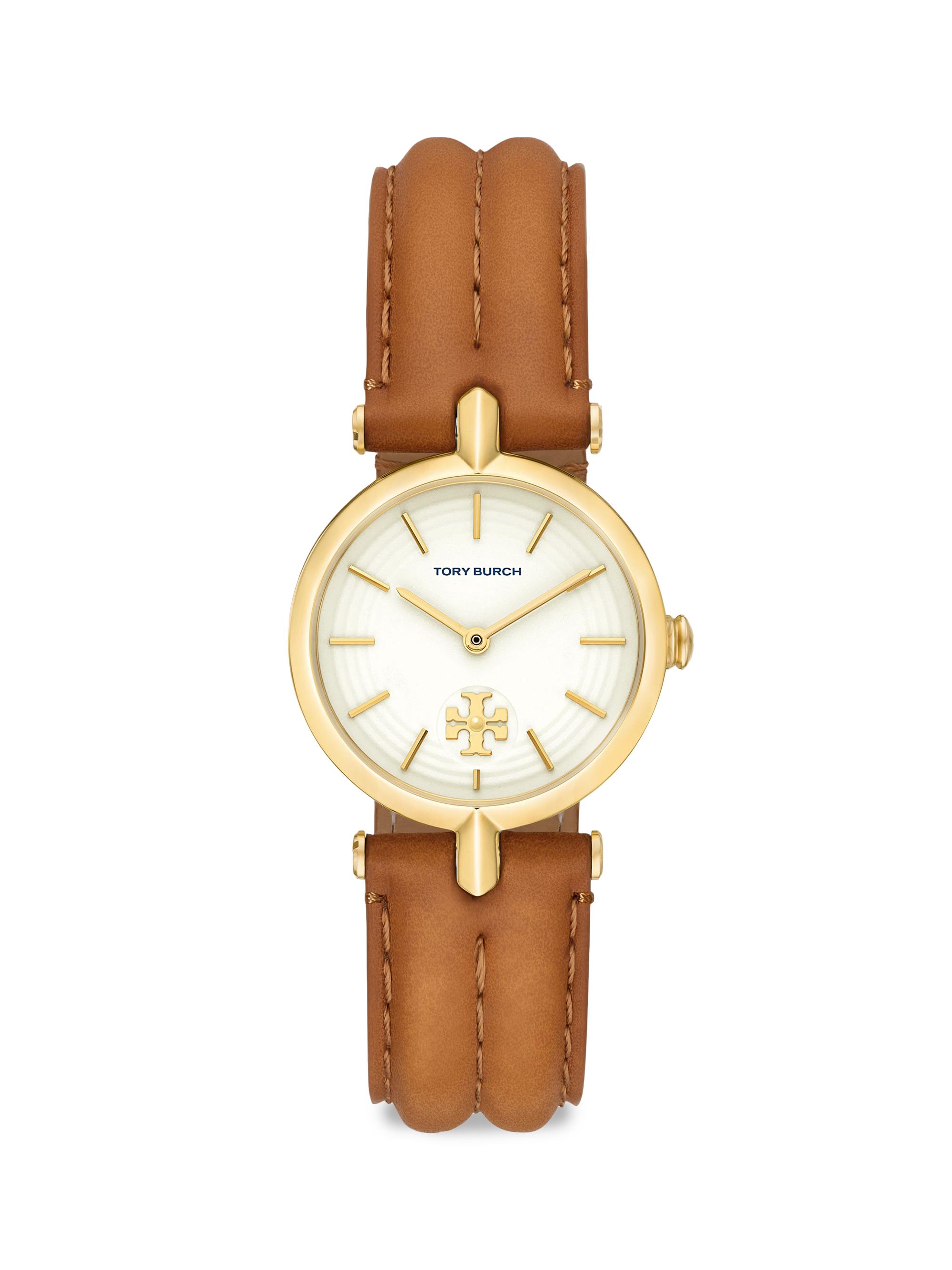 Tory Burch Women's Kira Goldtone Stainless Steel & Leather Strap Watch