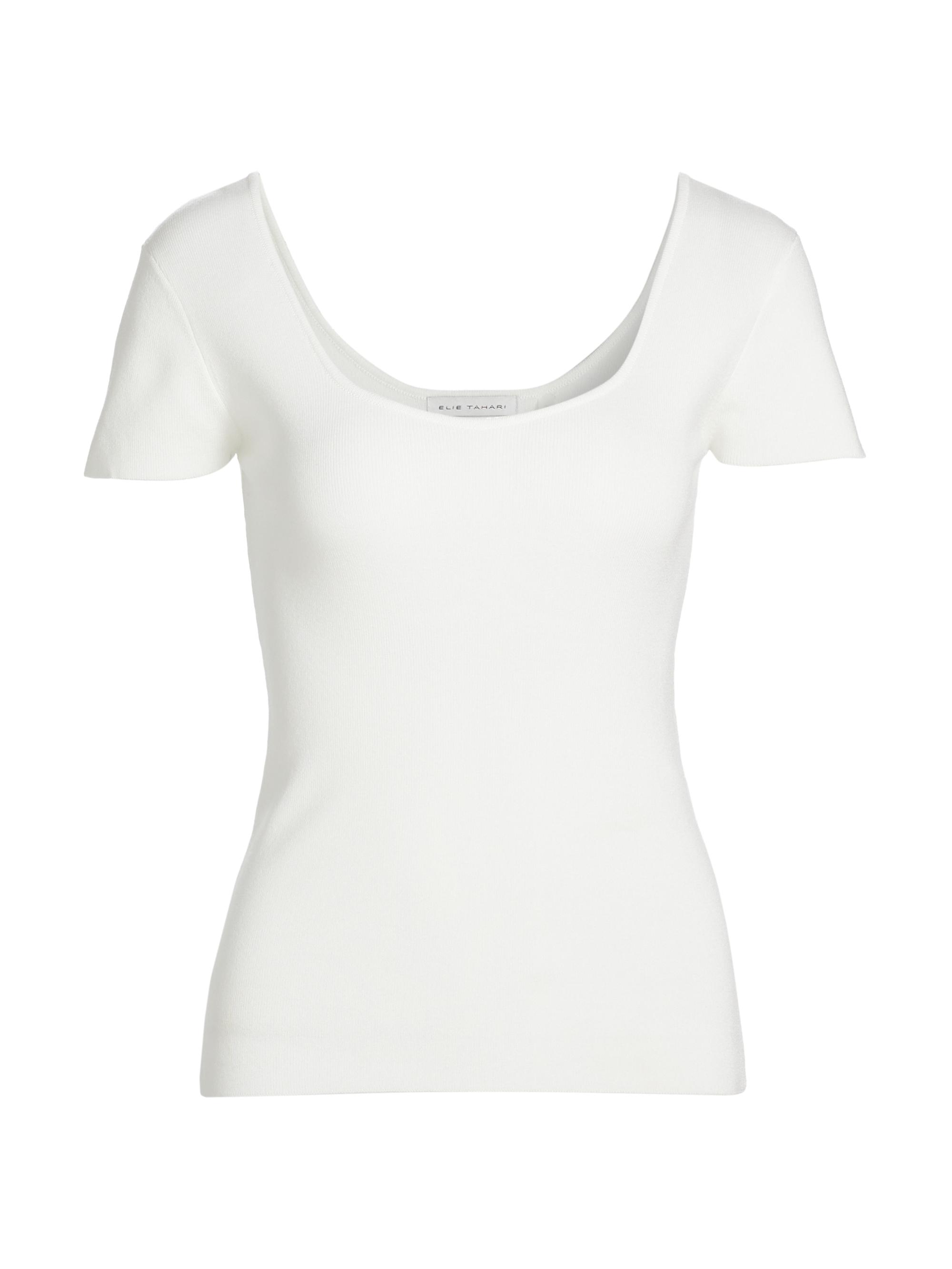 Elie Tahari Women's The Valentina Rib-Knit Top - Sky White