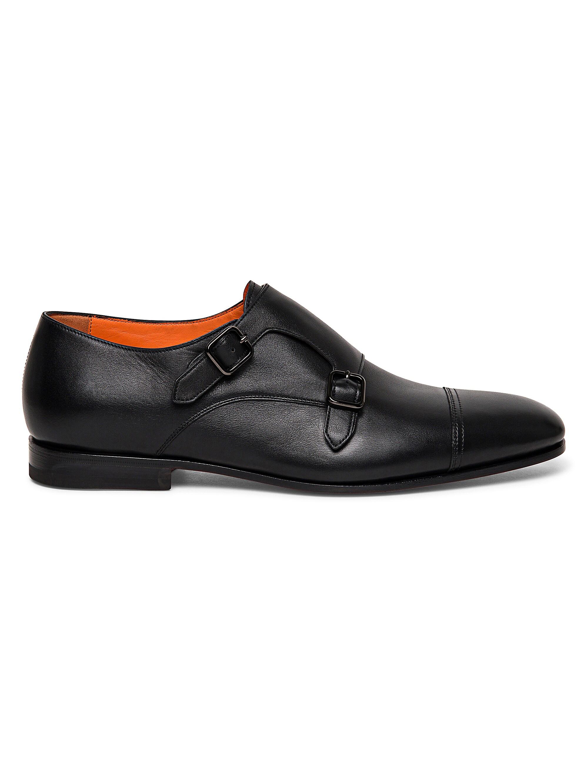 Santoni Ira Double Monk Strap Leather Loafers | Saks Fifth 
