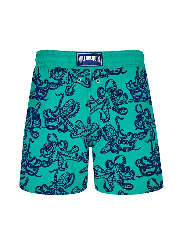 Vilebrequin Men's Swim Shorts Poulpes Flocked - Blue - Boardshorts