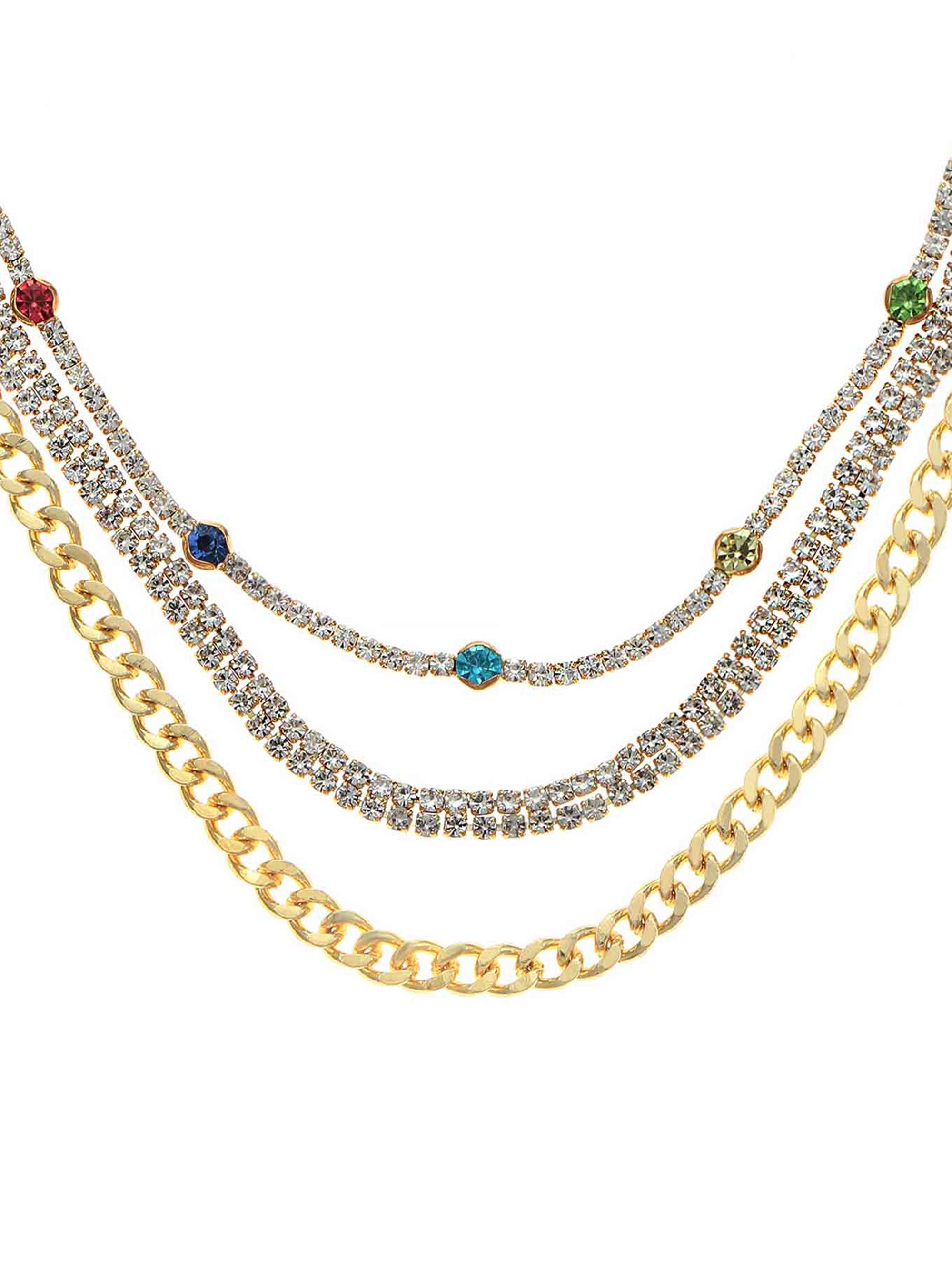 Ettika Women's 18K Gold-Plated & Glass Triple-Layered Necklace - Gold