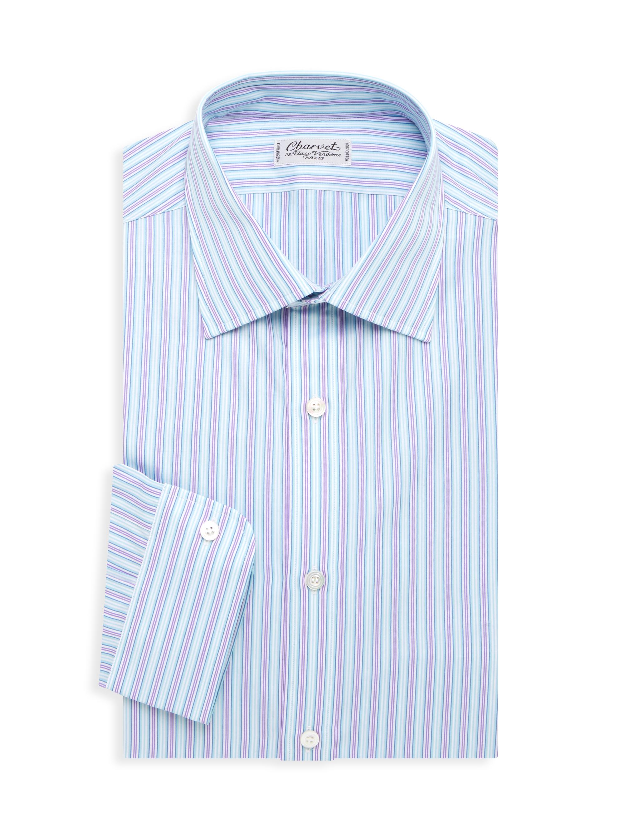 Charvet Men's Striped Dress Shirt - Light Pink Mauve