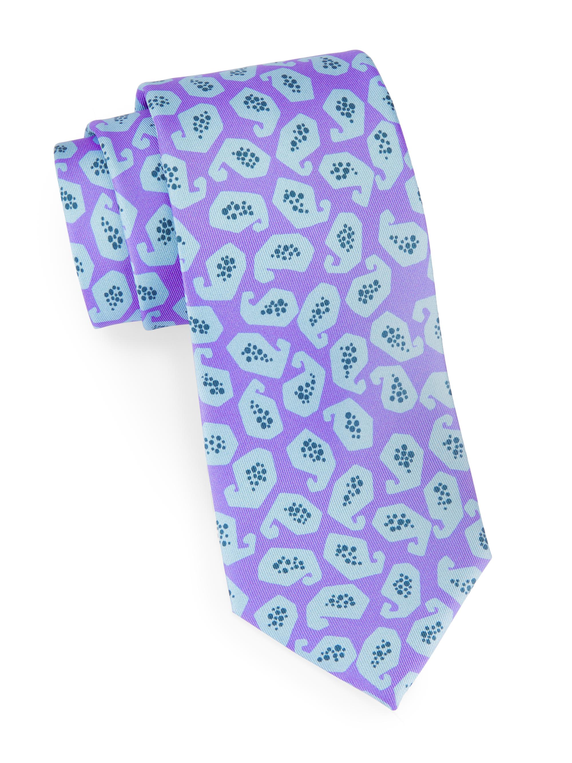 Charvet Men's Paisley Silk Tie - Periwinkle Aqua