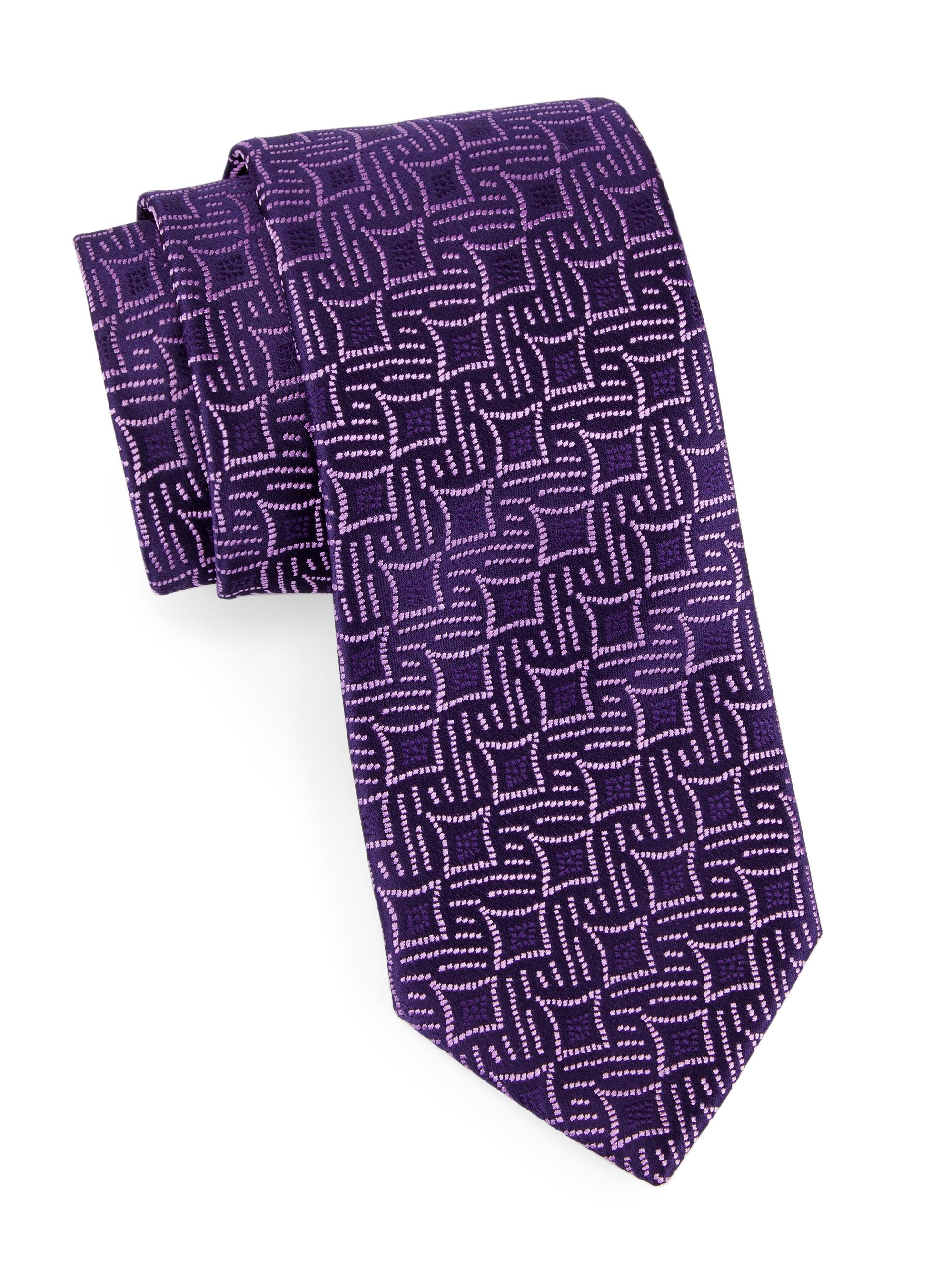 Charvet Men's Jacquard Silk Tie - Navy Purple