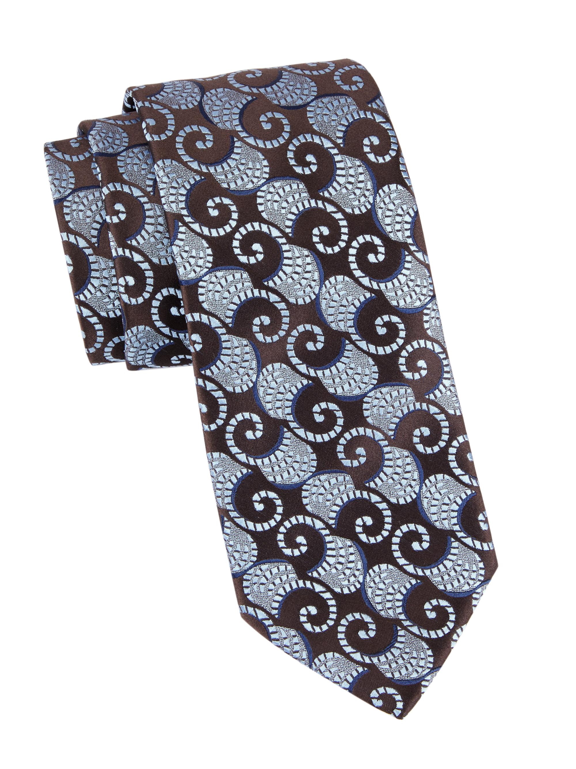 Charvet Men's Swirl Silk Tie - Brown Blue