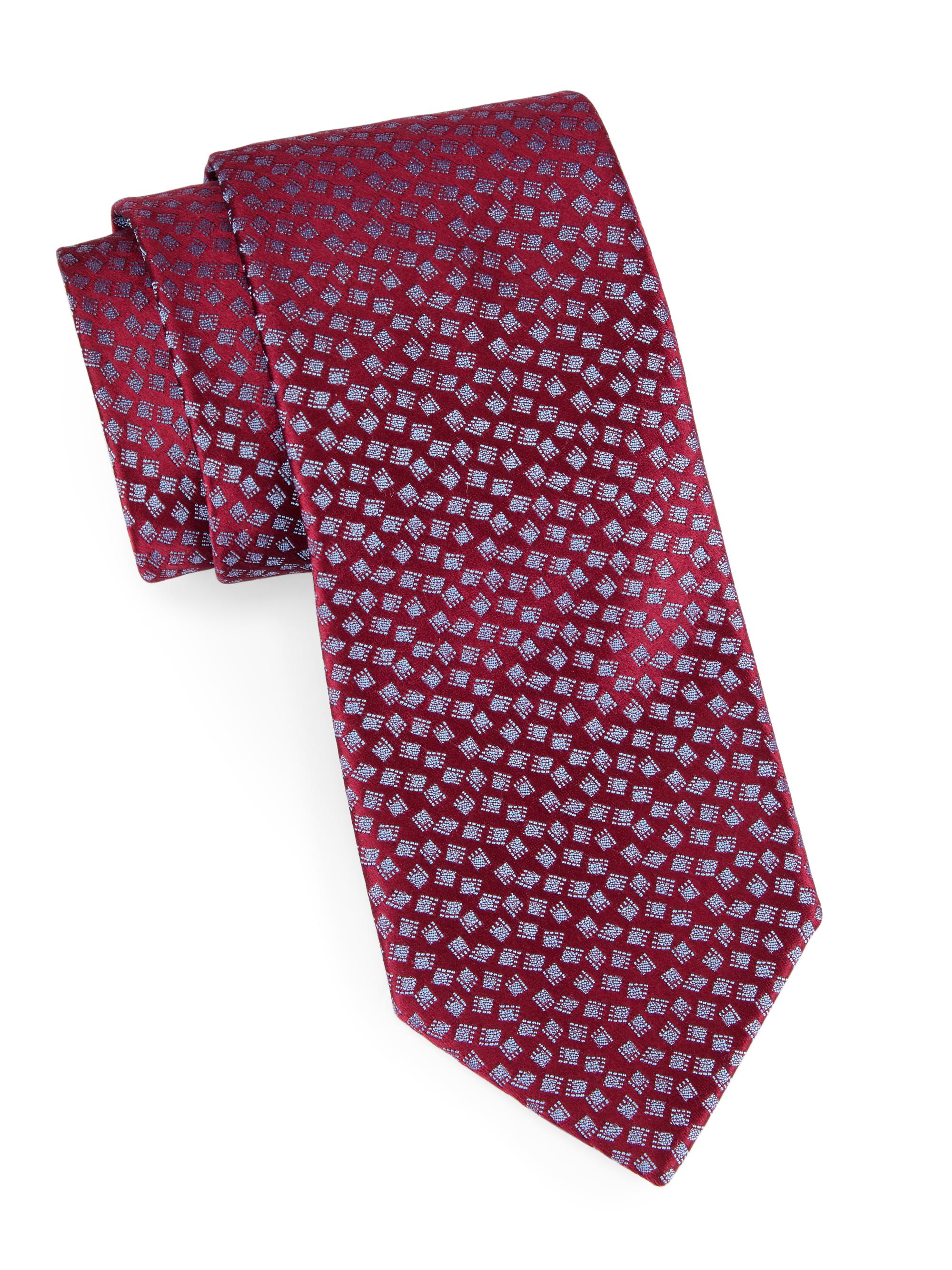 Charvet Men's Cube Jacquard Silk Tie - Burgundy Blue
