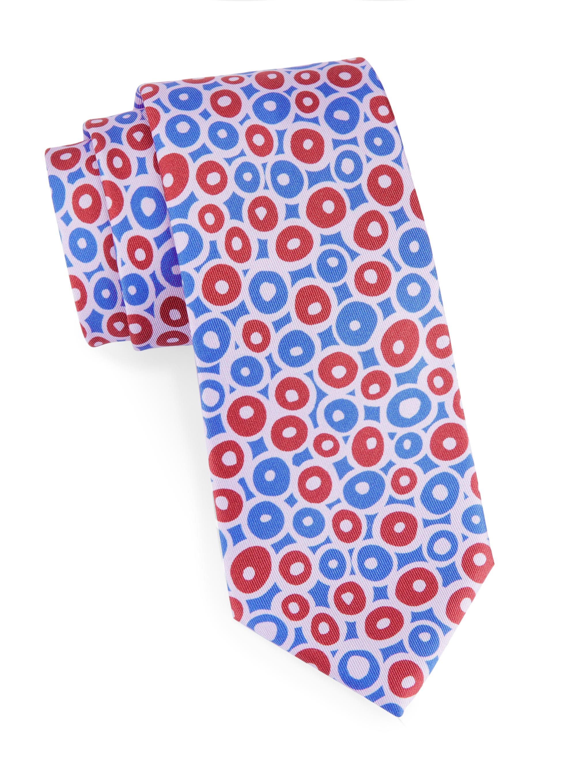 Charvet Men's Coffee Bean Silk Tie - Grey Blue Red