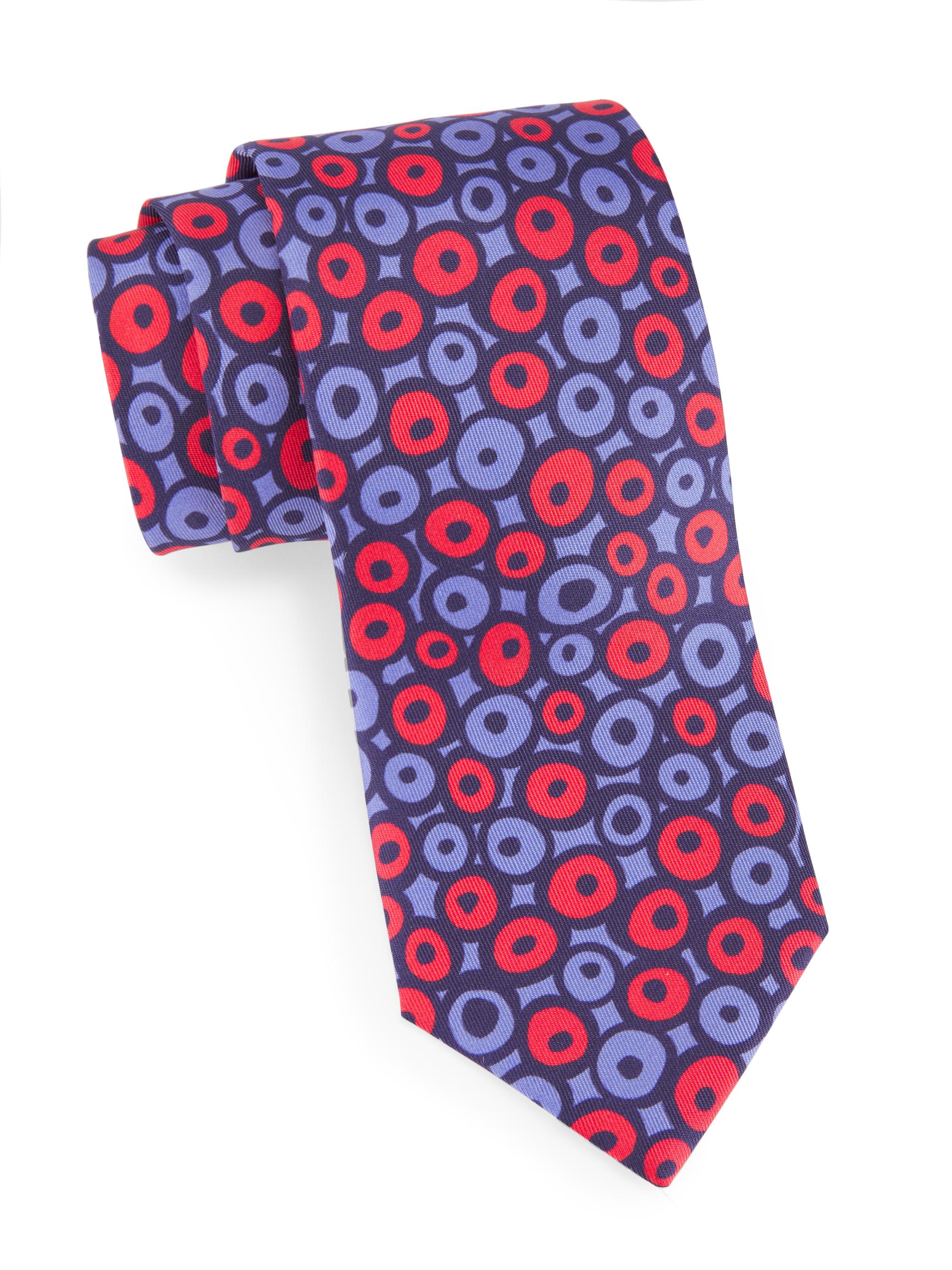 Charvet Men's Coffee Bean Silk Tie - Blue Red