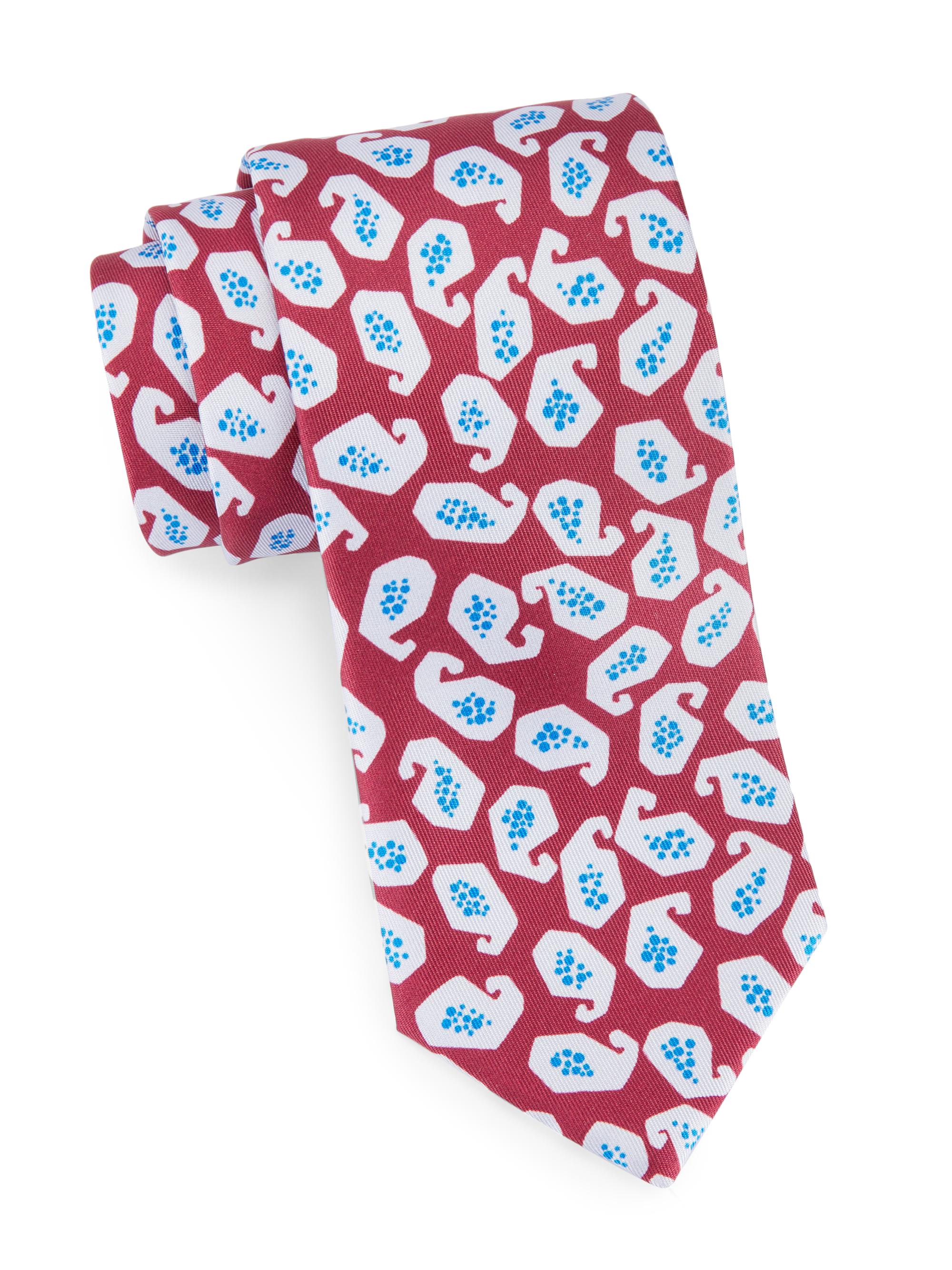 Charvet Men's Paisley Silk Tie - Red Blue