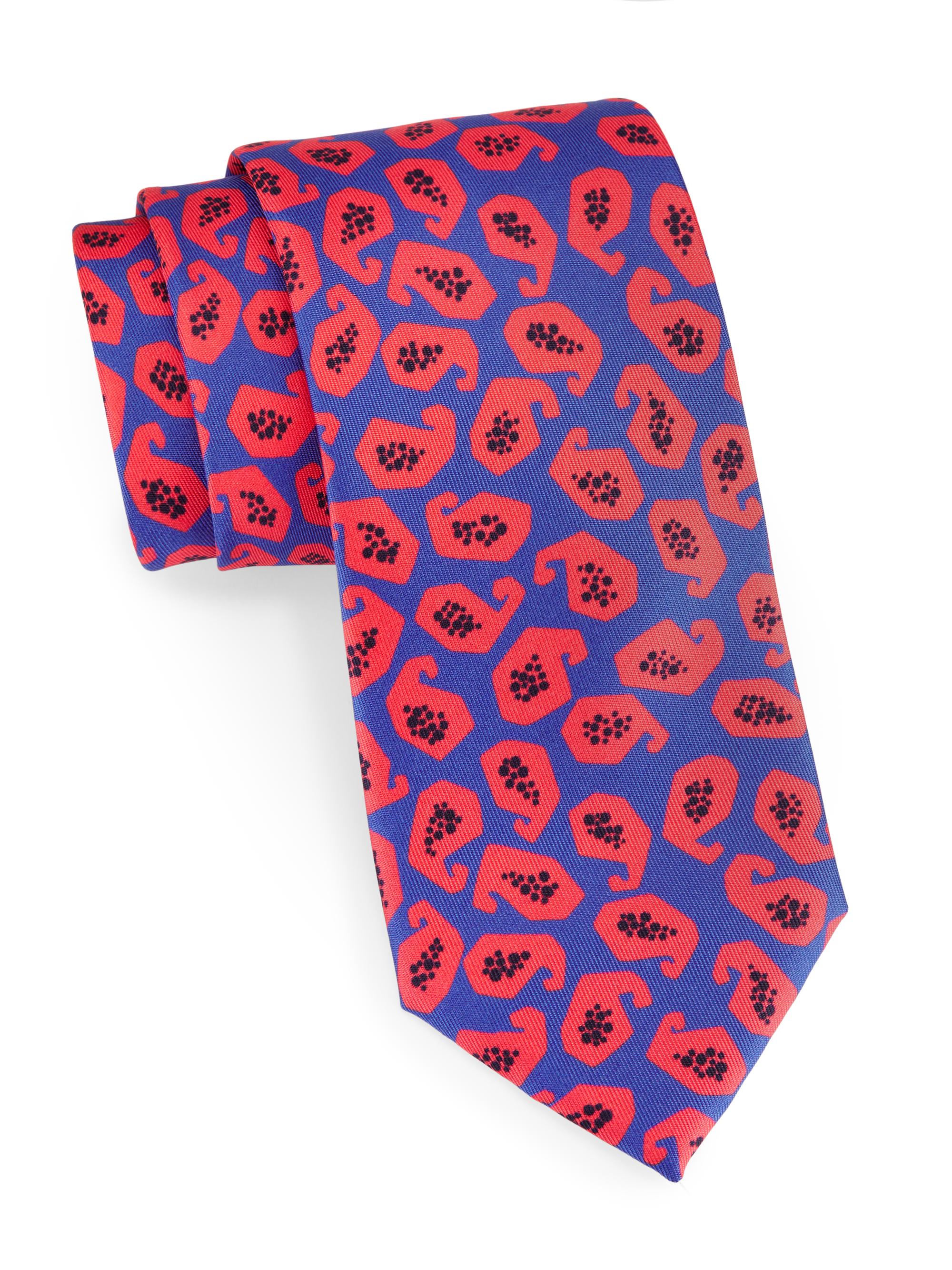 Charvet Men's Paisley Silk Tie - Blue Red