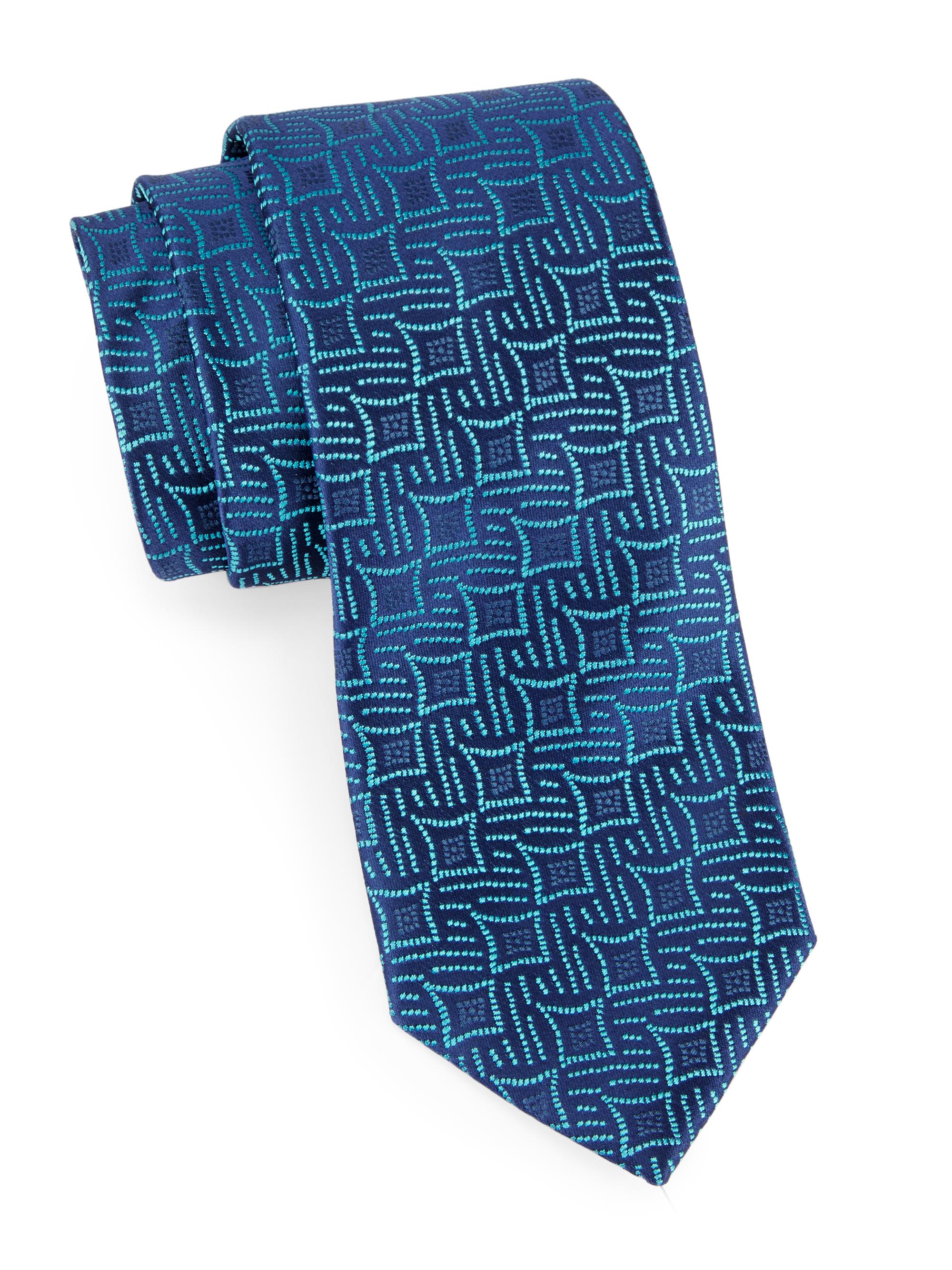 Charvet Men's Silk Jacquard Tie - Green Aqua