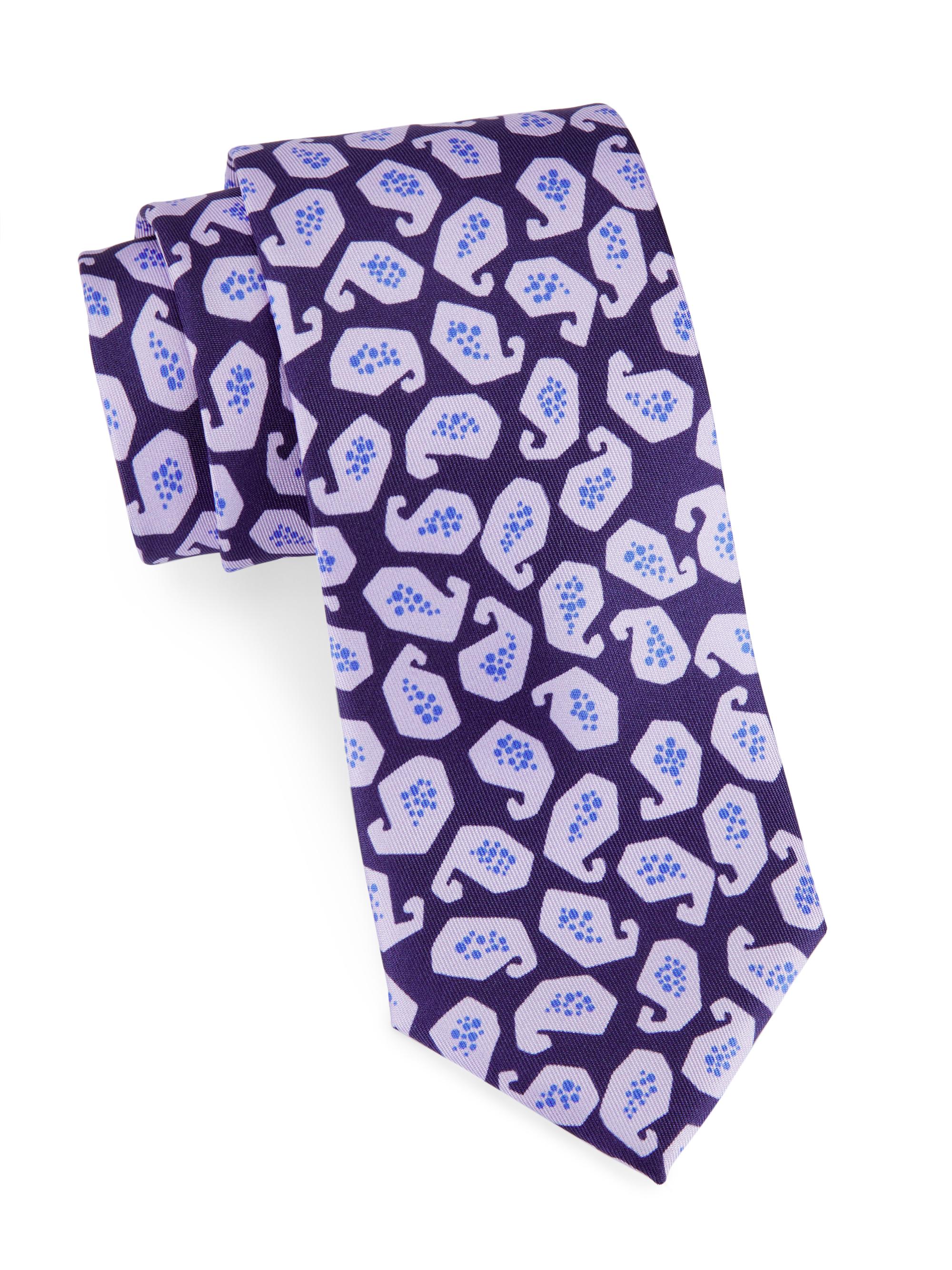 Charvet Men's Paisley Silk Tie - Navy Grey