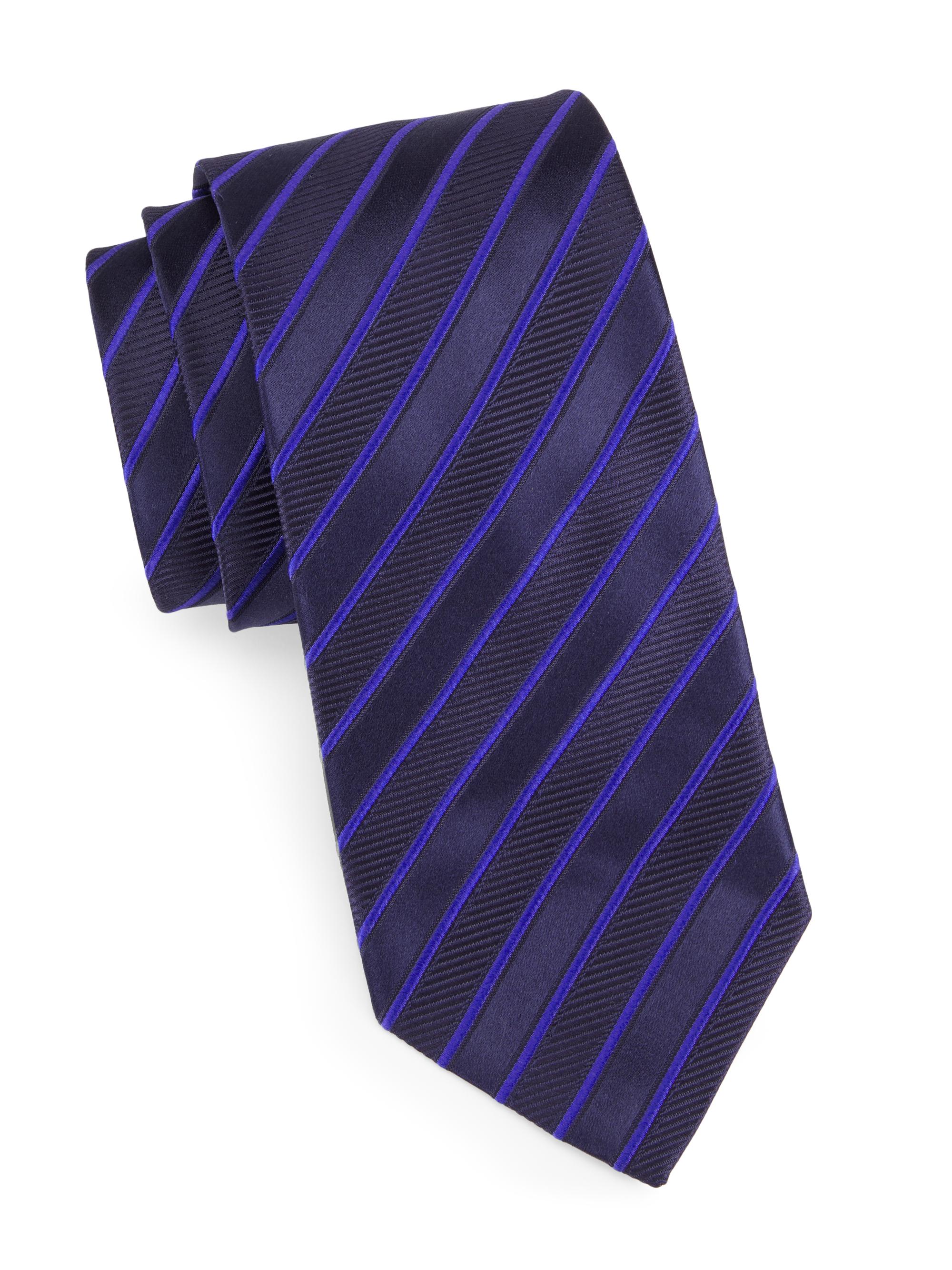 Charvet Men's Diagonal Stripe Silk Jacquard Tie - Navy Blue