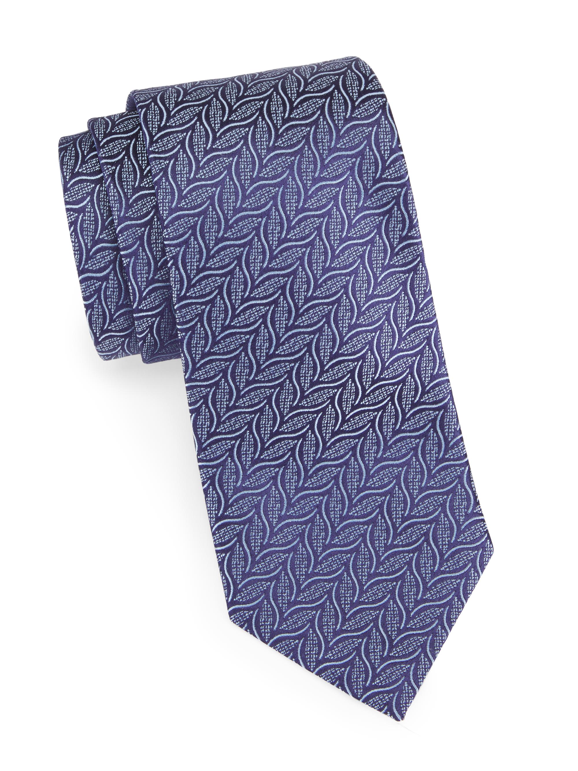 Charvet Men's Vine Jacquard Silk Tie - Navy Blue