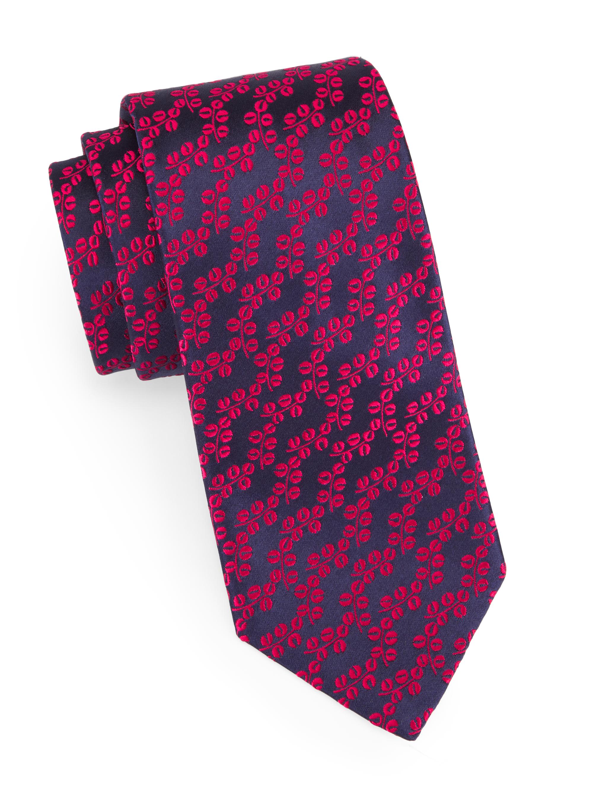 Charvet Men's Coffee Vine Silk Jacquard Tie - Navy Blue