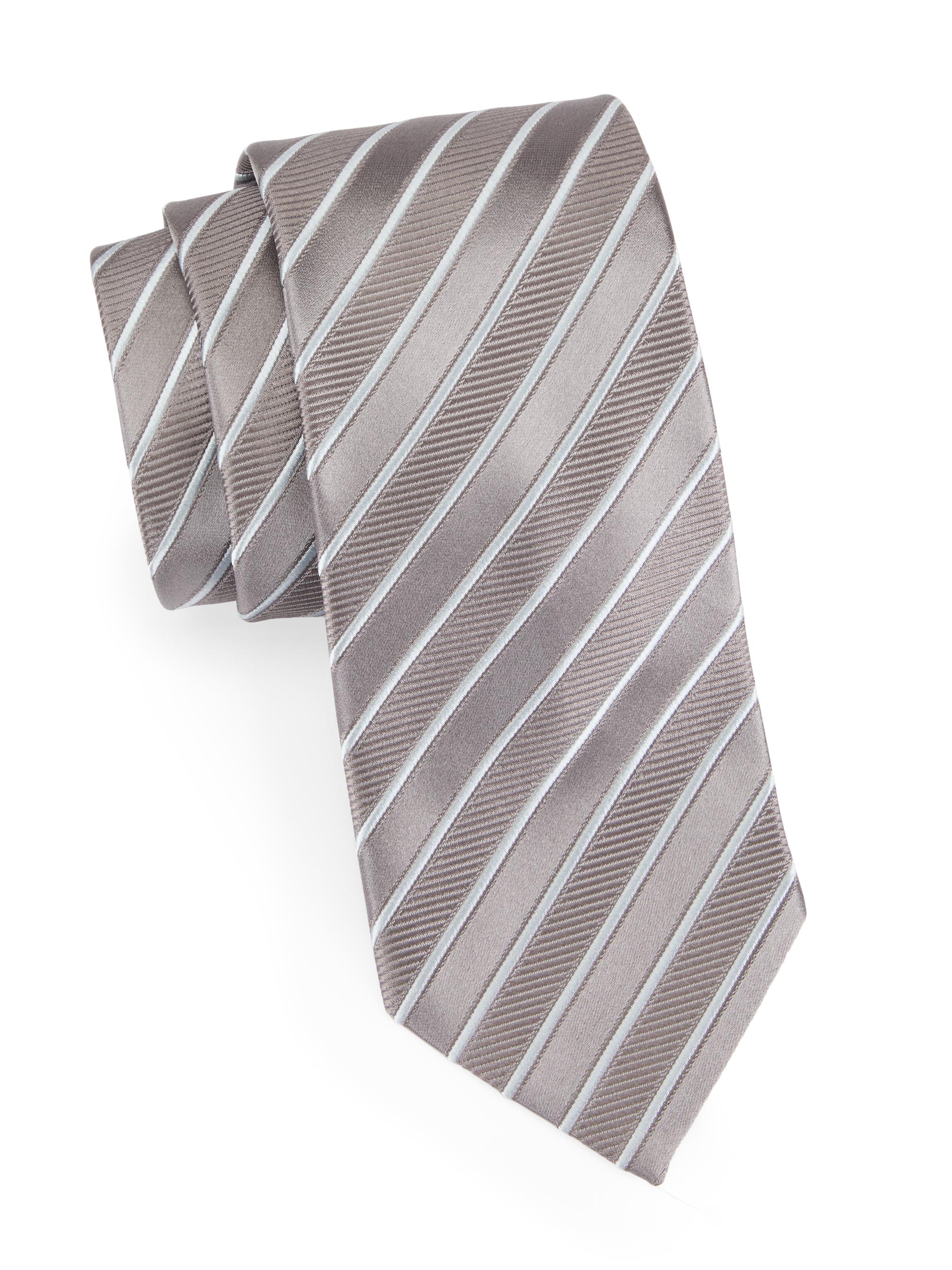 Charvet Men's Diagonal Stripe Silk Jacquard Tie - Grey White