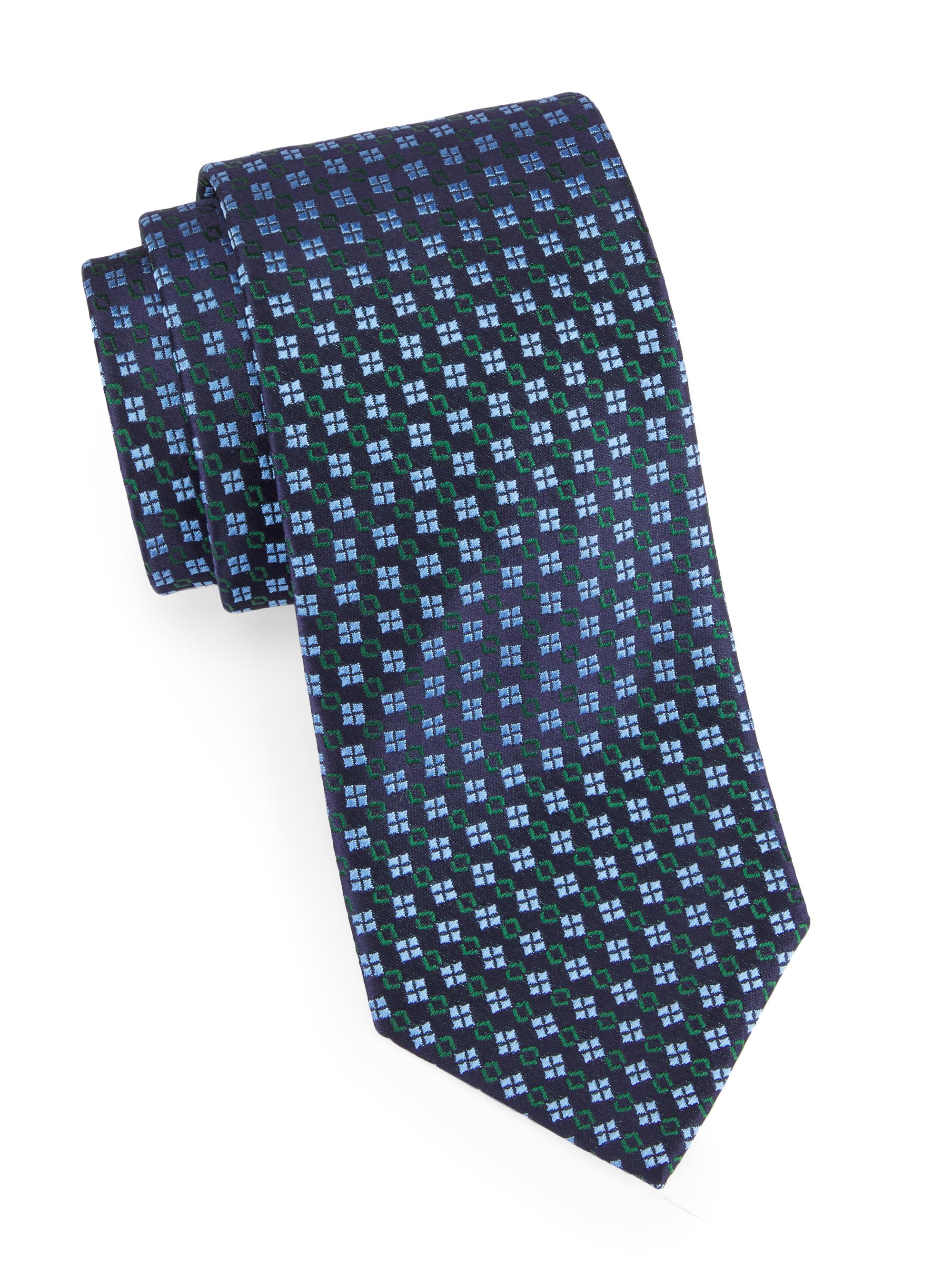 Charvet Men's Mini Medallion Chain Silk Jacquard Tie - Navy Blue