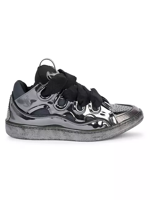 Lanvin Metallic Leather Curb Sneakers