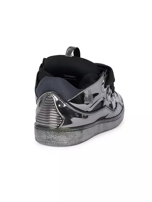 Shop Lanvin Curb Metallic Patent Sneakers