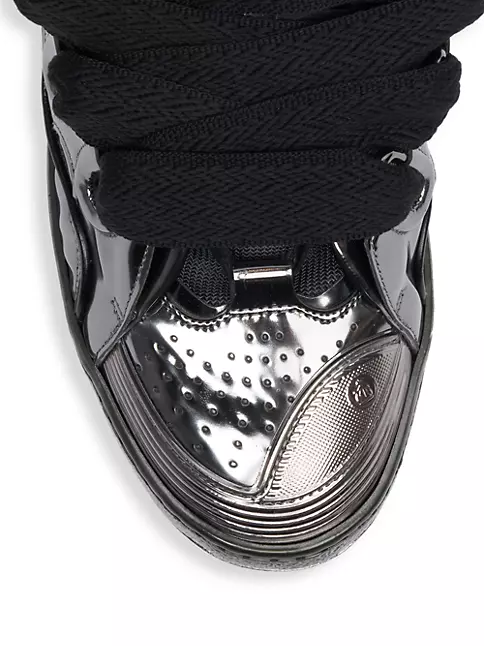 Lanvin Metallic Leather Curb Sneakers