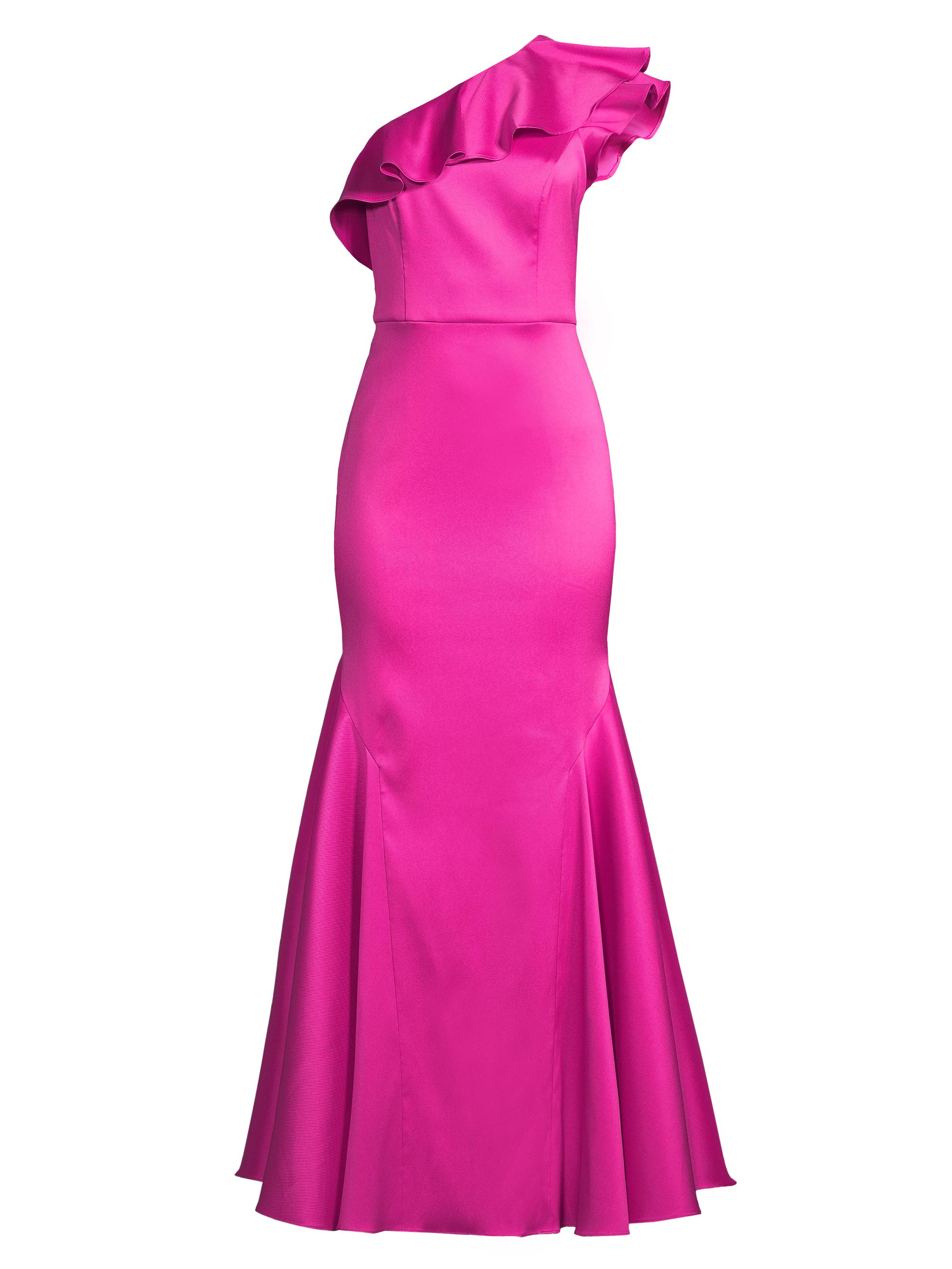 Aidan Mattox Satin One-Shoulder Ruffle Gown | Saks Fifth Avenue
