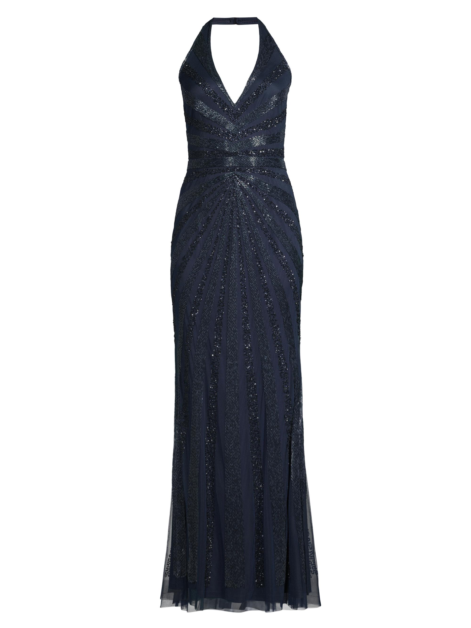 Aidan Mattox Women's Beaded Halterneck Gown - Navy