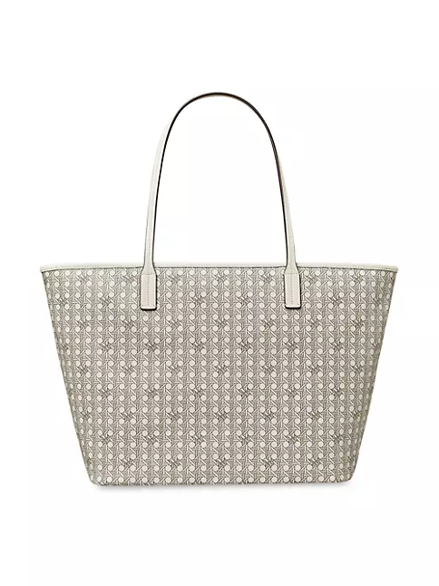 Tory Burch Blue, Pattern Print Printed Coated Canvas Tote Bag