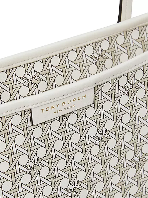 Tory Burch T Monogram Small Coated Canvas Tote In New Ivory