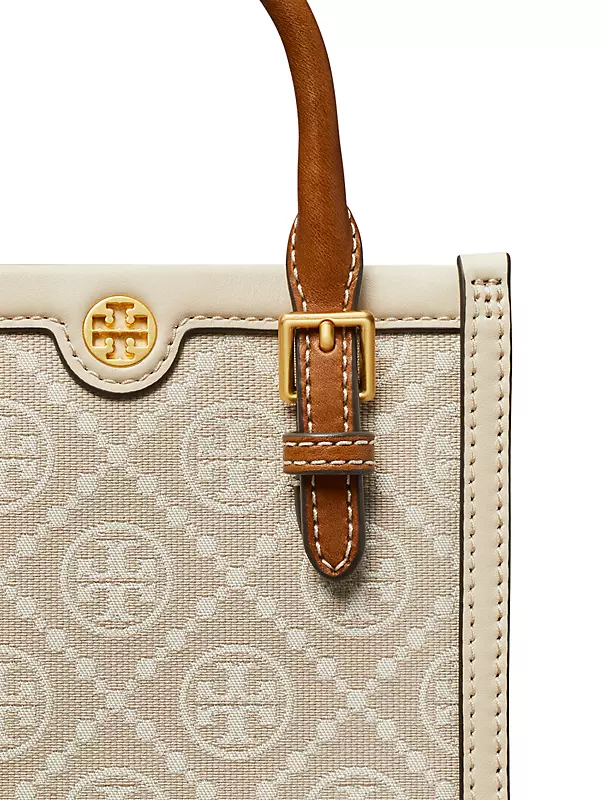  Tory Burch Women's Mini T Monogram Tote, Ivory, Off White, One  Size : Clothing, Shoes & Jewelry