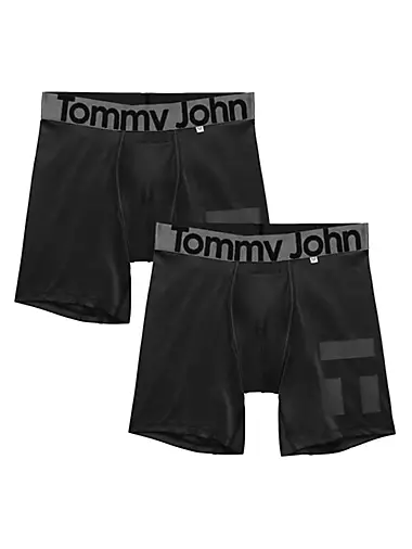 Tommy John 2-pack Cool Cotton 6-inch Boxer Briefs In Black