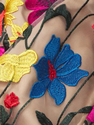 Carolina Herrera floral-embroidery midi-dress - Blue