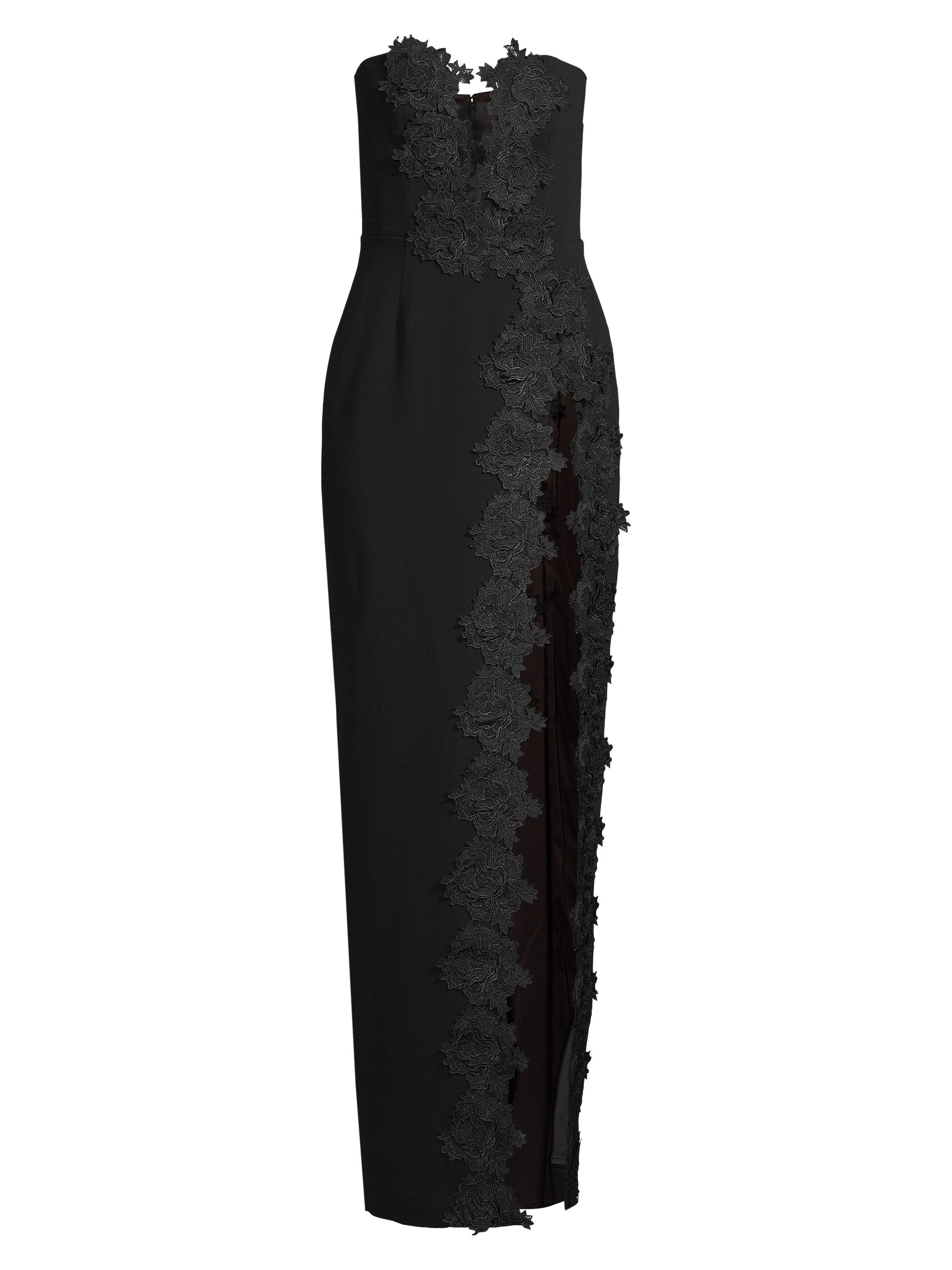 Sau Lee Women's Florence Floral-Appliquéd Column Gown - Black