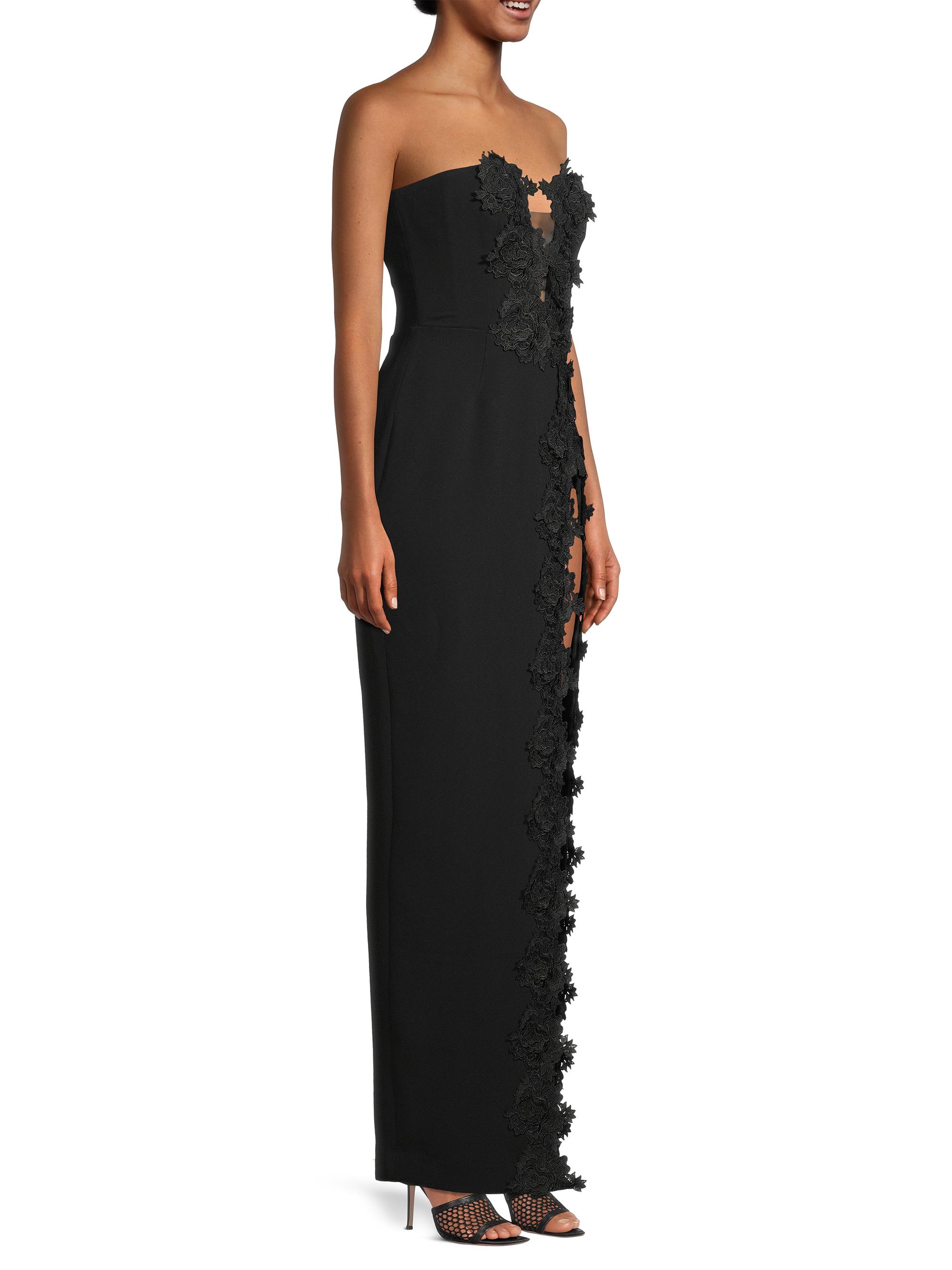 Sau Lee Florence Floral-Appliqud Column Gown | Saks Fifth Avenue