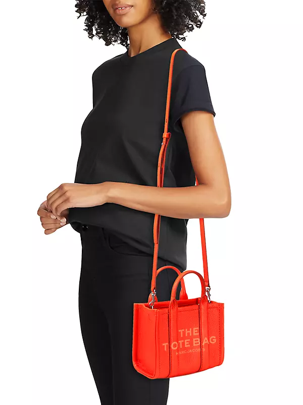 The Mini Leather Tote Bag in Orange - Marc Jacobs