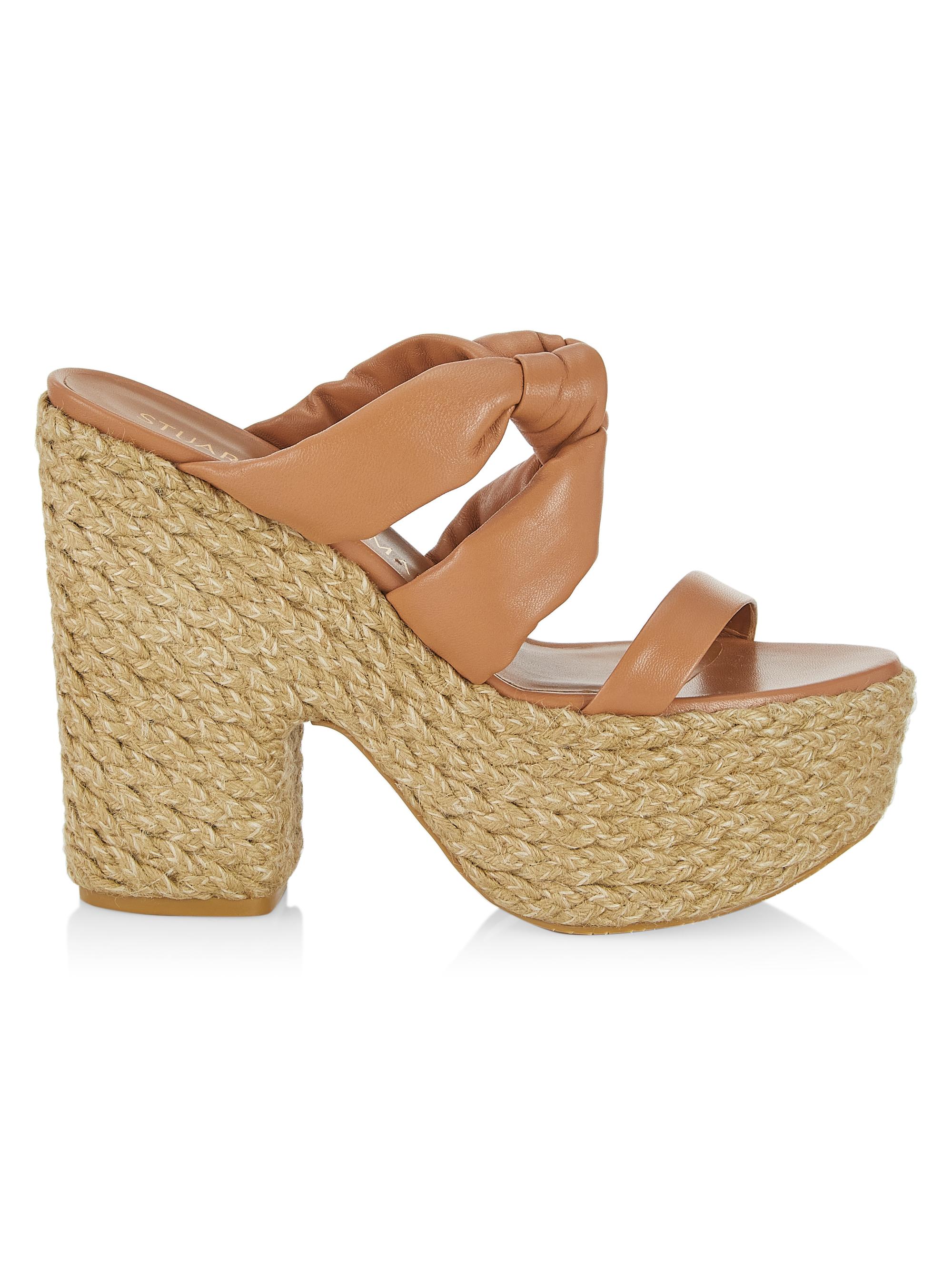 Stuart Weitzman Women's Leather Knotted Espadrille Sandals - Tan