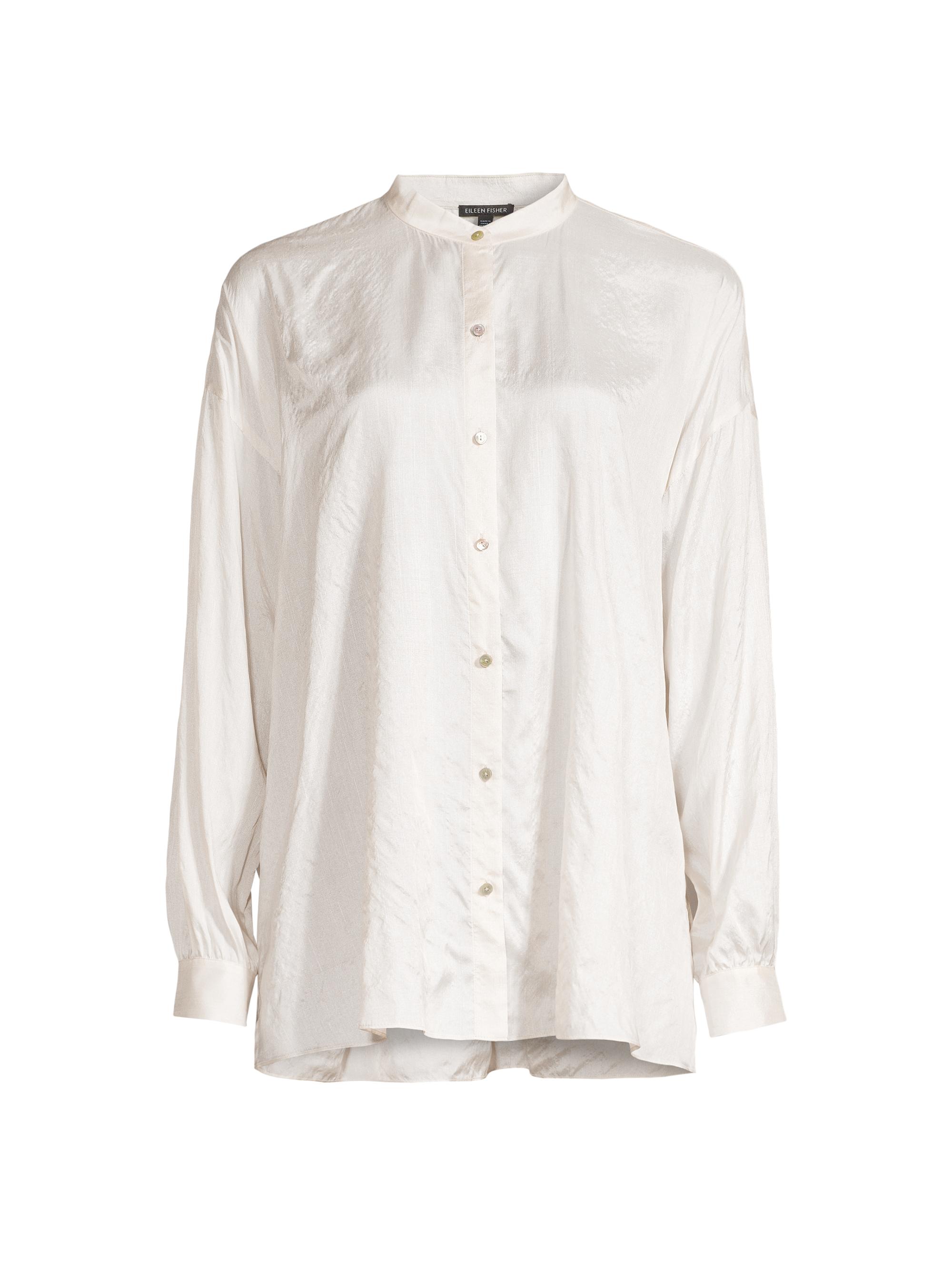 Eileen Fisher Women's Boxy Silk Shirt - Bone