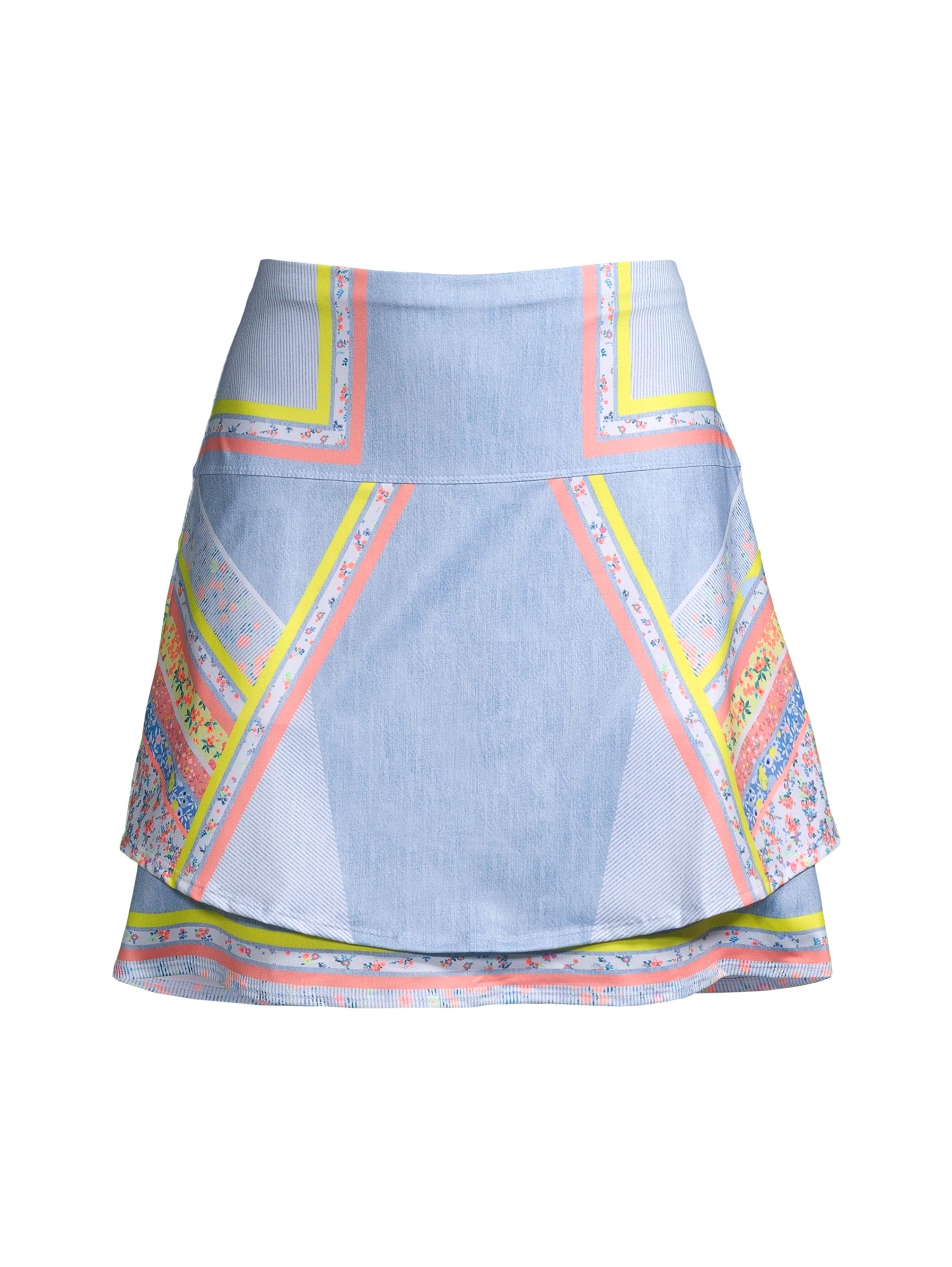 Lucky in Love Women's Chambray Blossom Layered Skort - Blue Multi