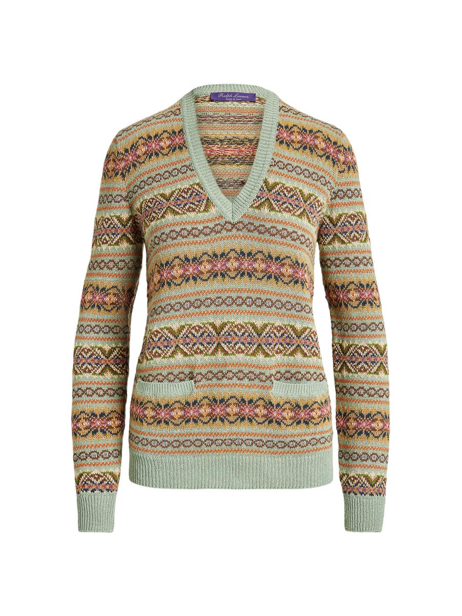 Ralph Lauren Collection V-Neck Fair Isle Sweater | Saks