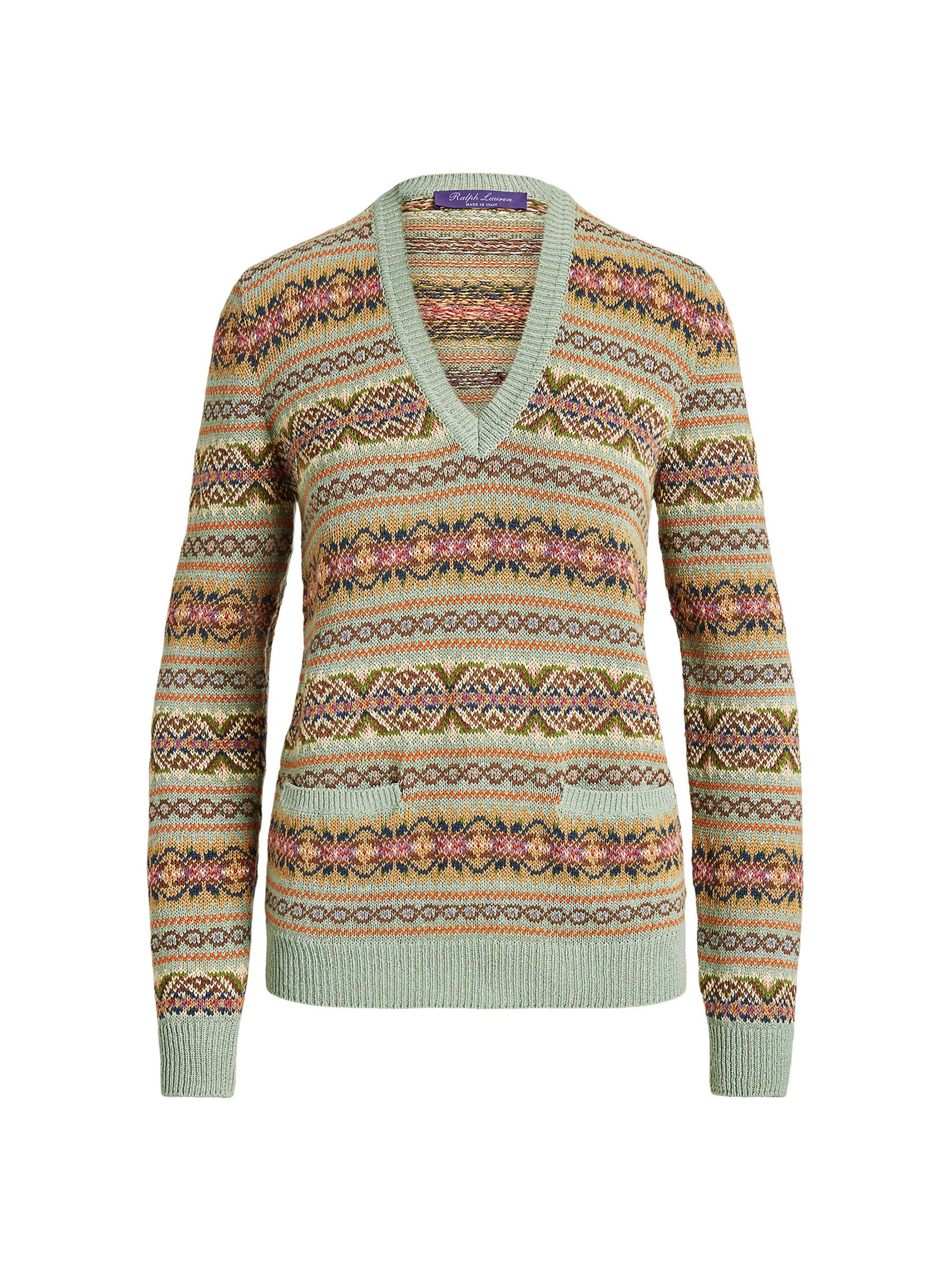 Ralph Lauren Collection V-Neck Fair Isle Sweater Saks Fifth Avenue