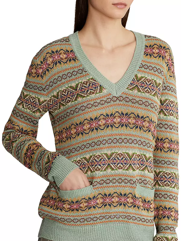 Lauren Ralph Lauren Women's Fair Isle V-Neck Sweater