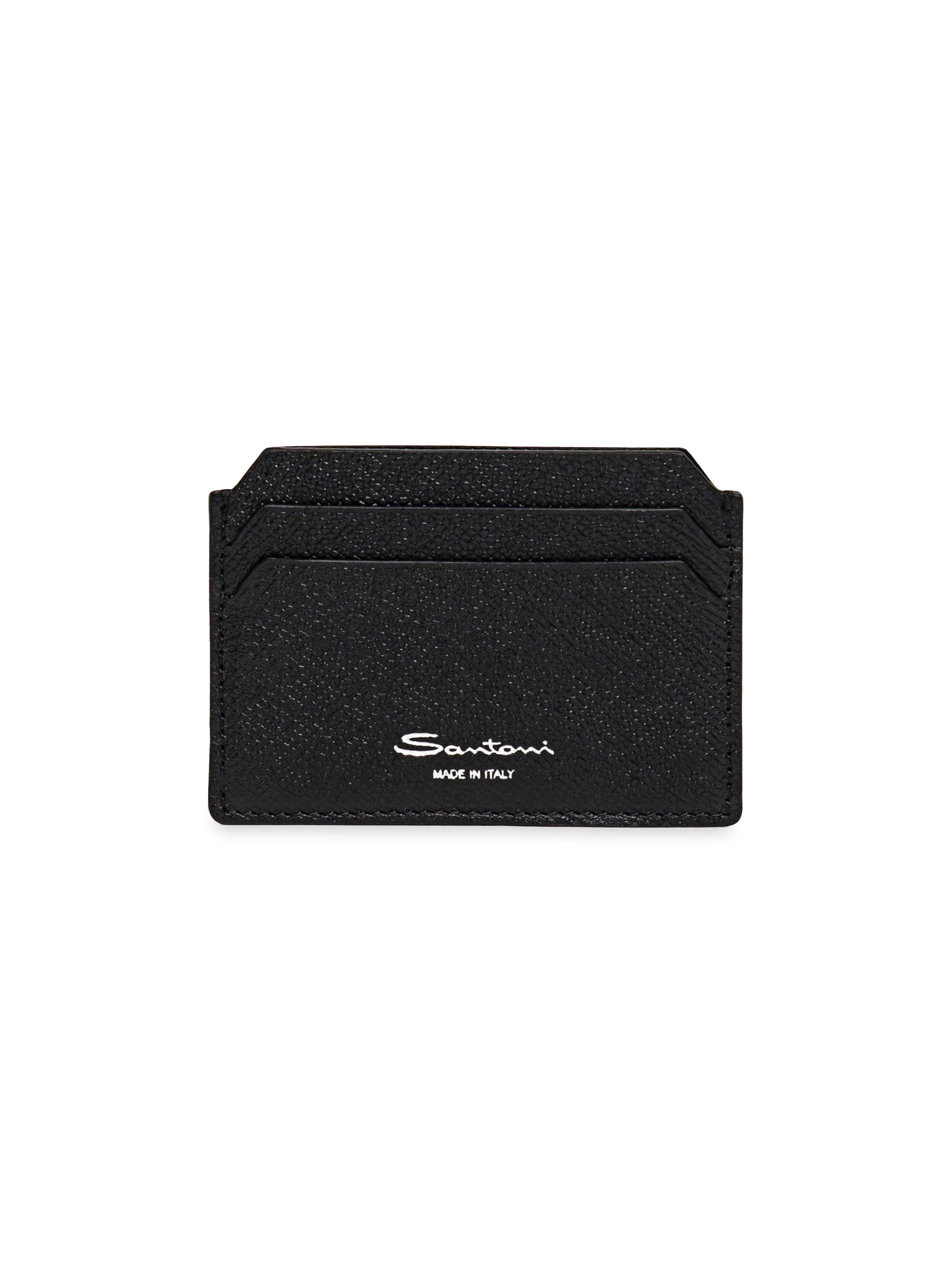 Santoni Men's Saffiano Leather Cardholder - Black