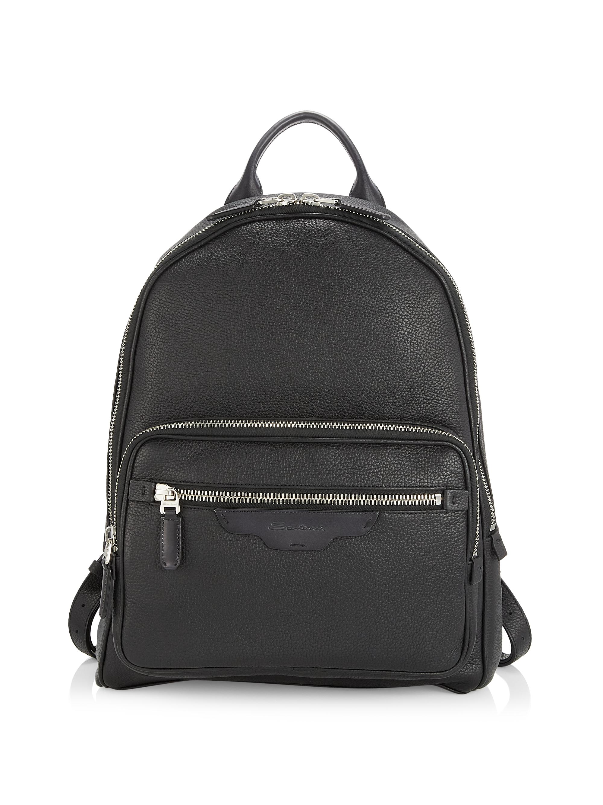 Santoni Men's Zaino Leather Backpack - Black