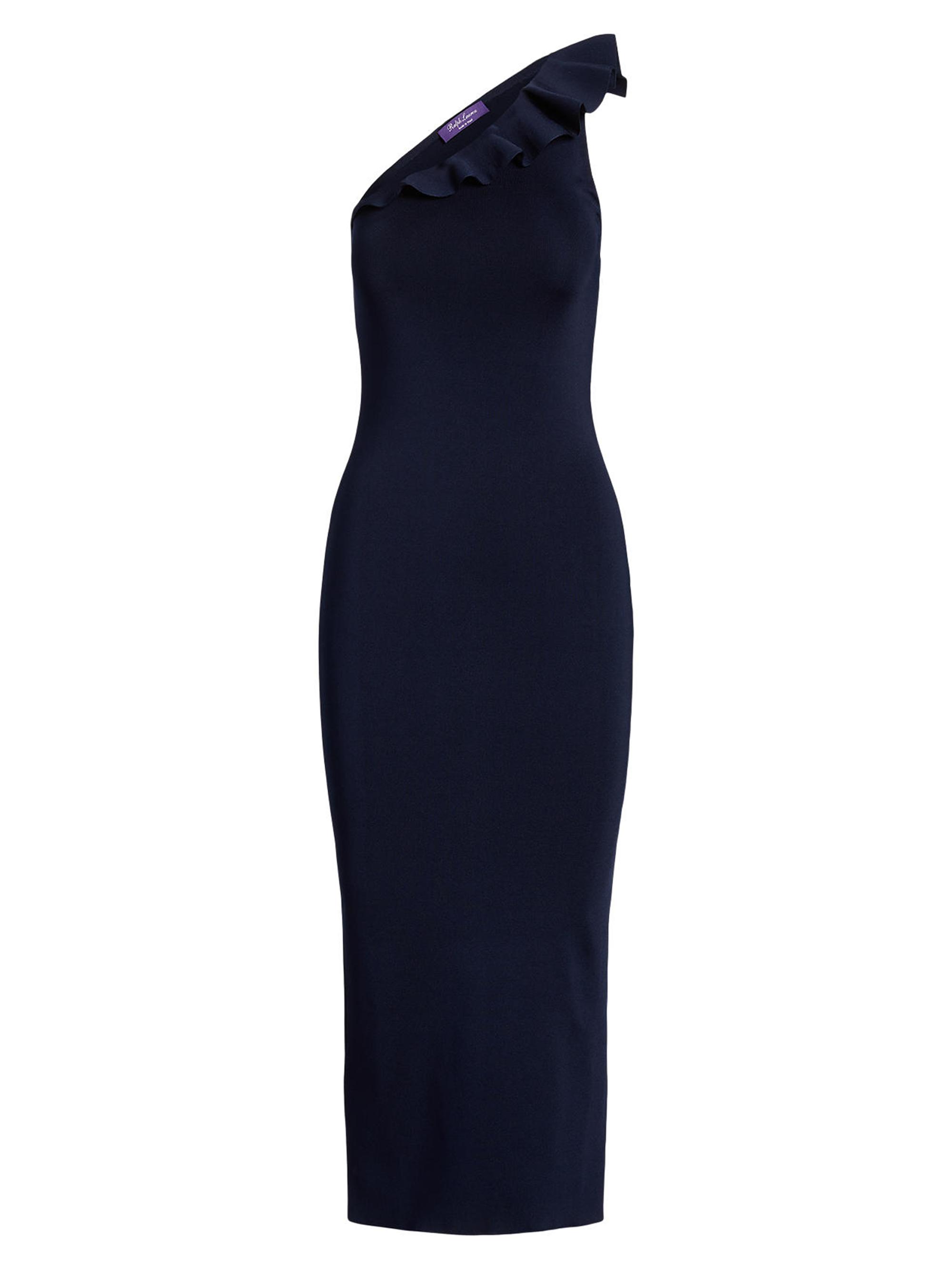 sachin and babi light blue dress Ralph Lauren Collection One-Shoulder Ruffle-Trim Dress