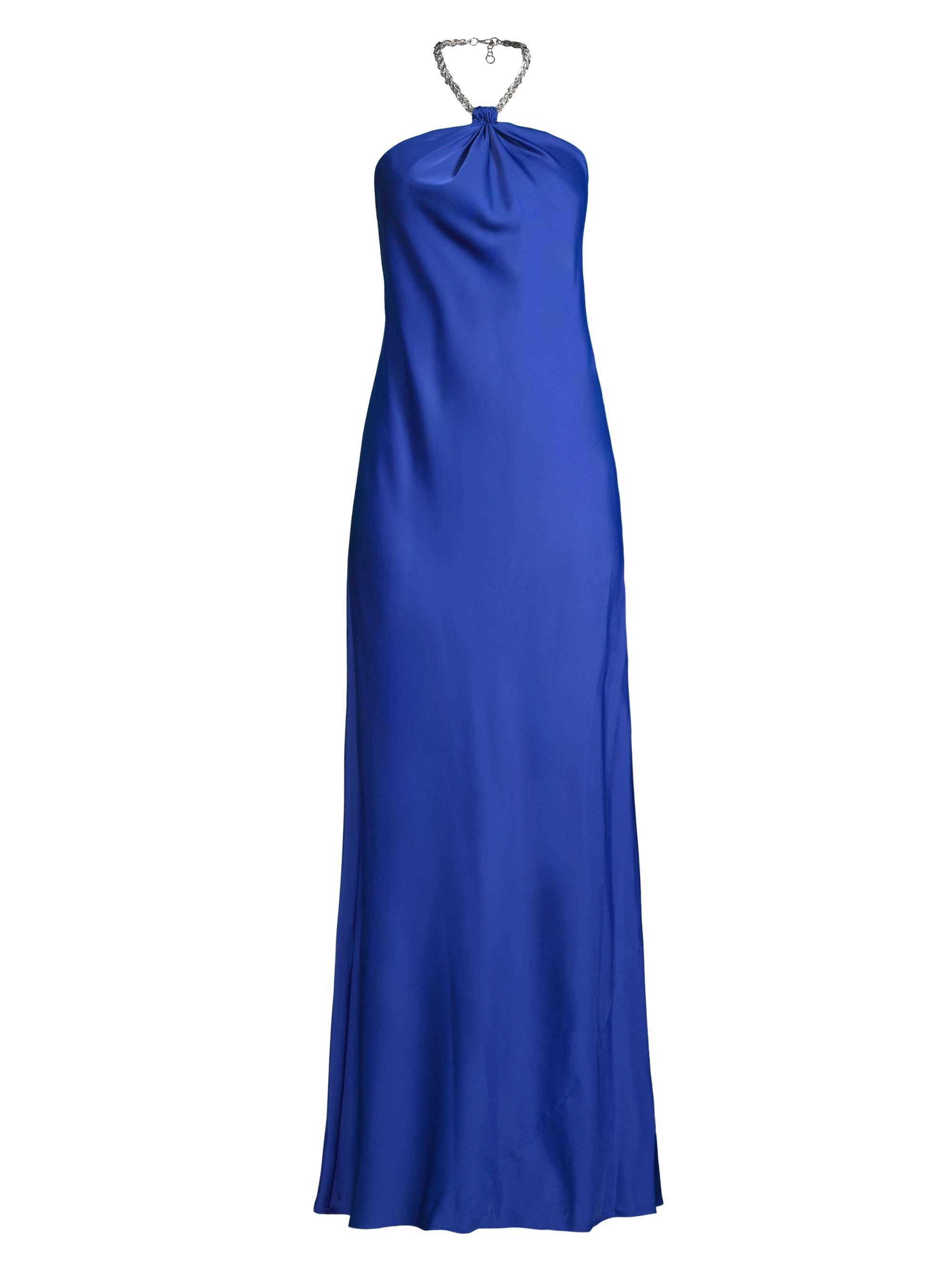 Liv Foster Women's Satin Chain Halter Gown - Dynasty Blue