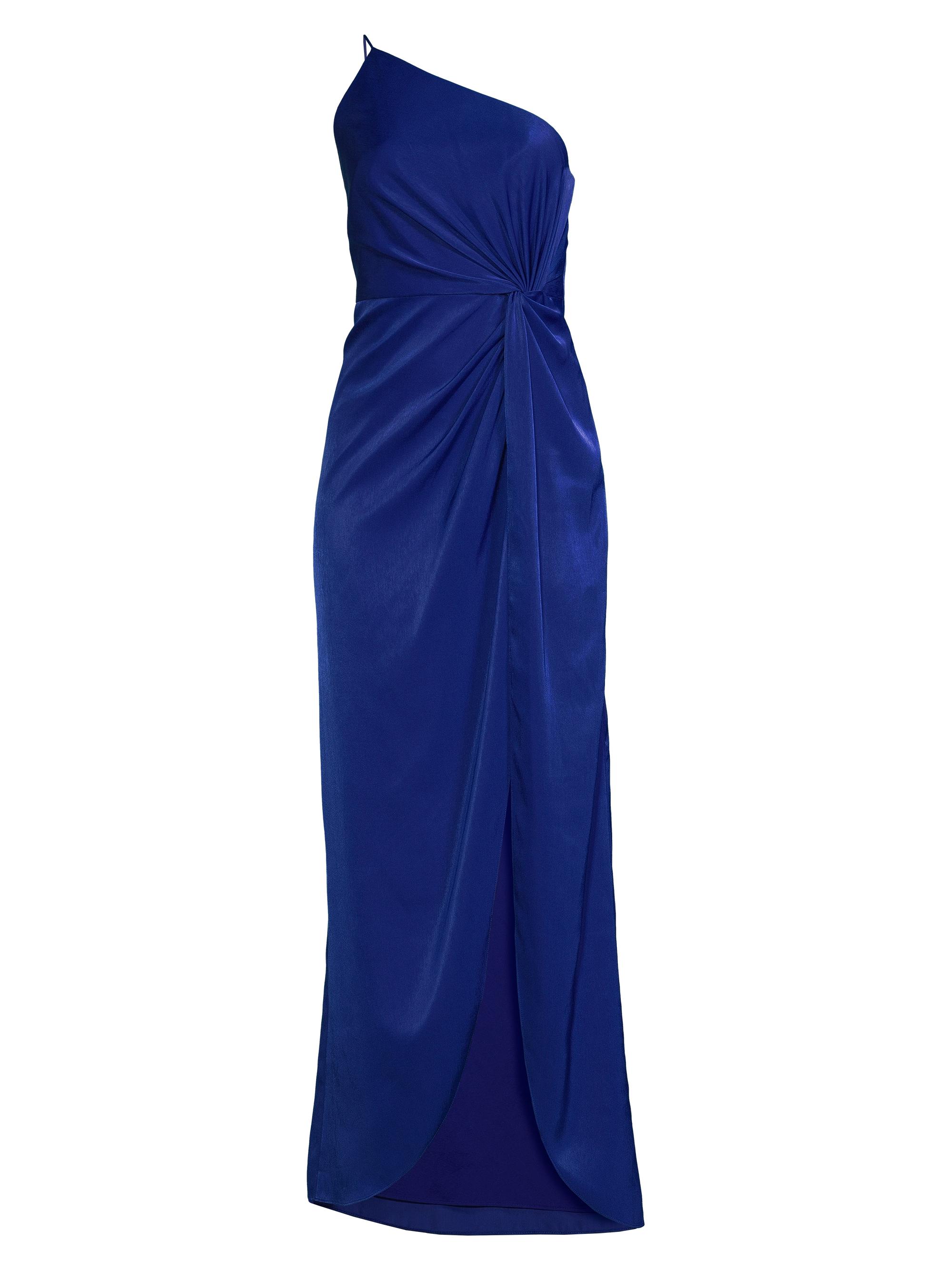 Liv Foster Women's Asymmetric Charmeuse Slit Gown - Rich Royal