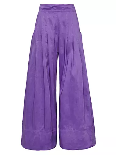 Equinox Pleated Linen-Blend Wide Palazzo Pants