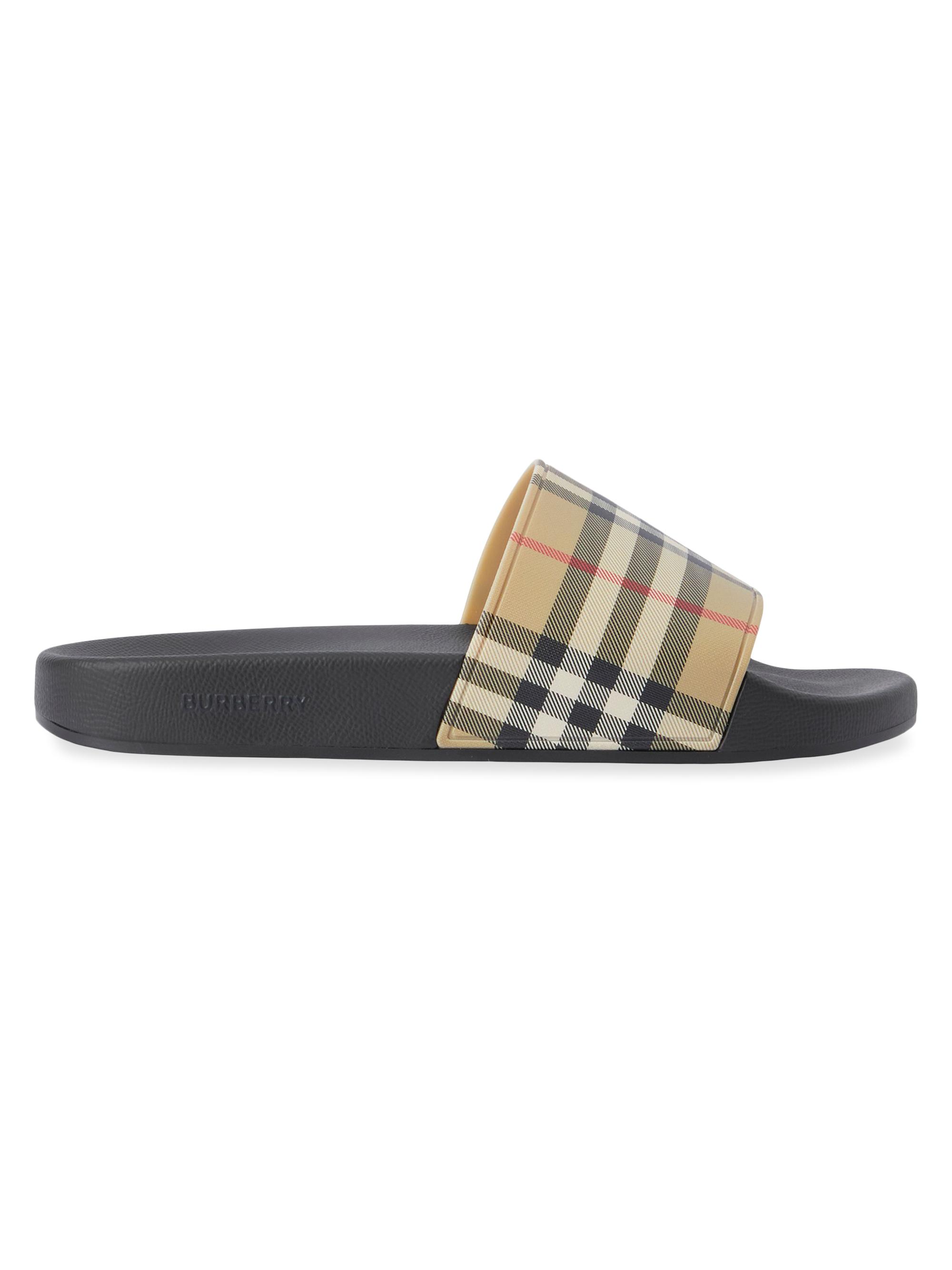 Burberry Furley Check Slide Sandals | Saks Fifth Avenue