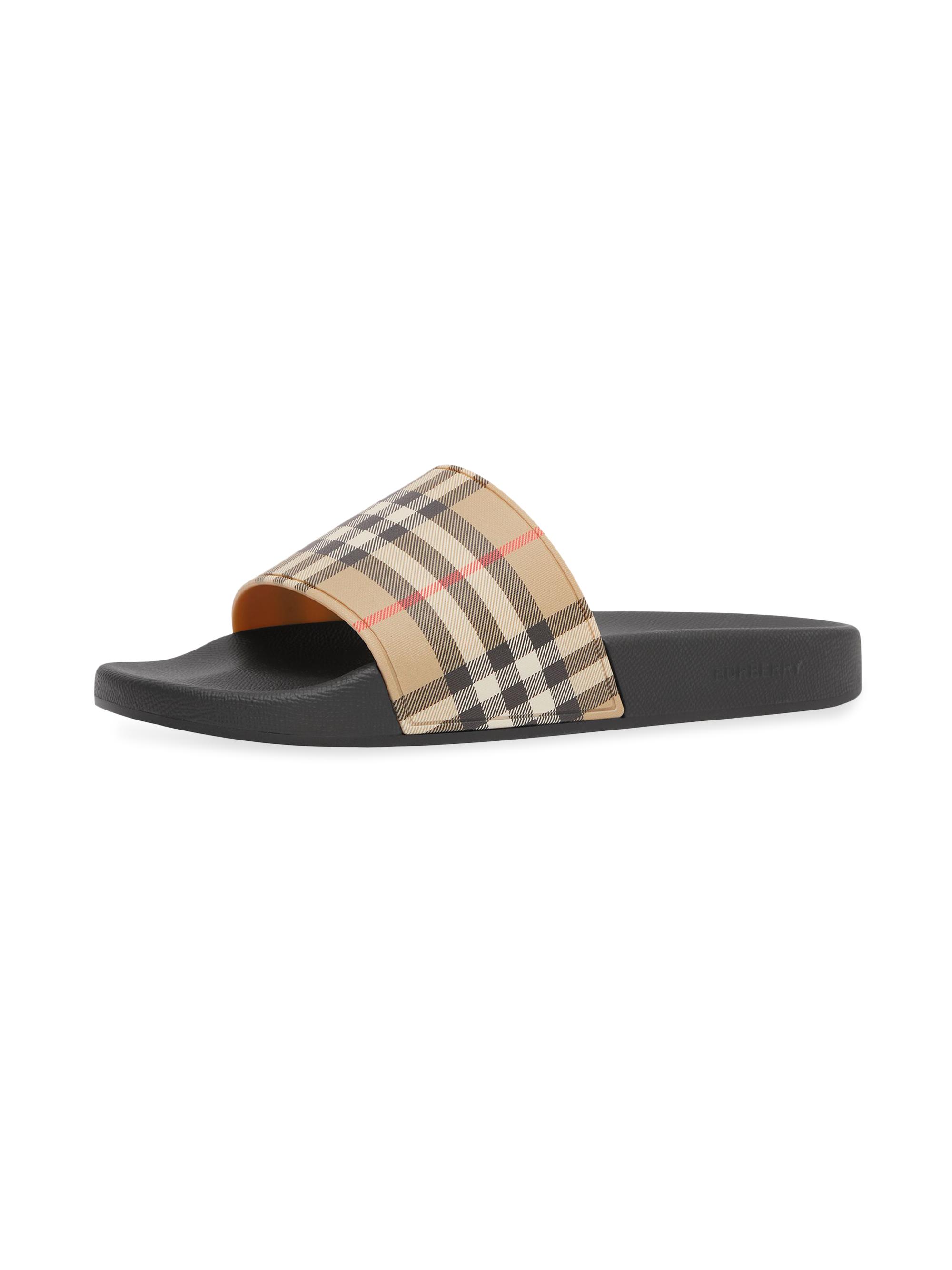 Burberry チェック柄 スライドサンダル BURBERRY Checked Rubber Slides for Men | MR PORTER