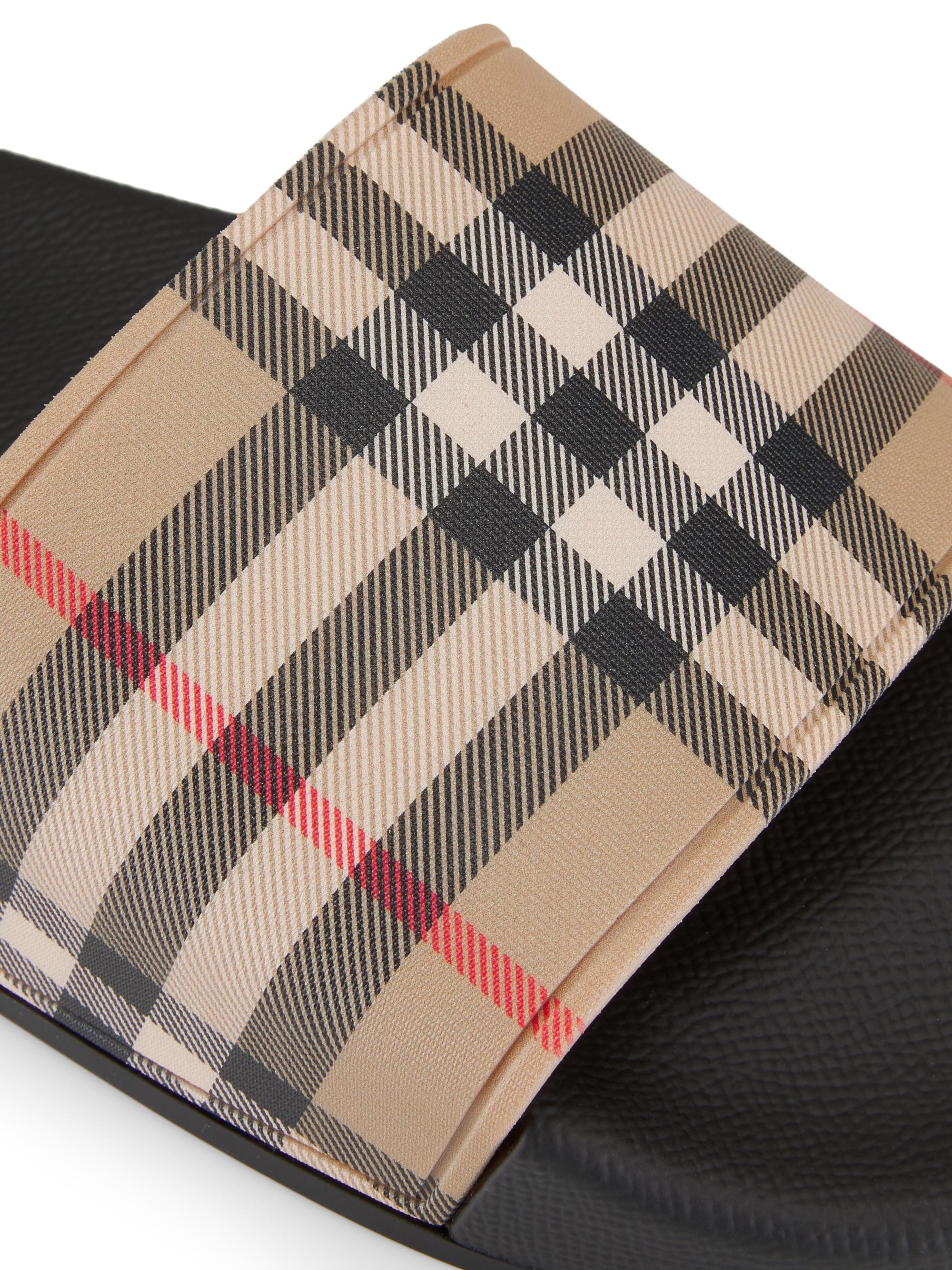 Burberry Furley Check Slide Sandals | Saks Fifth Avenue